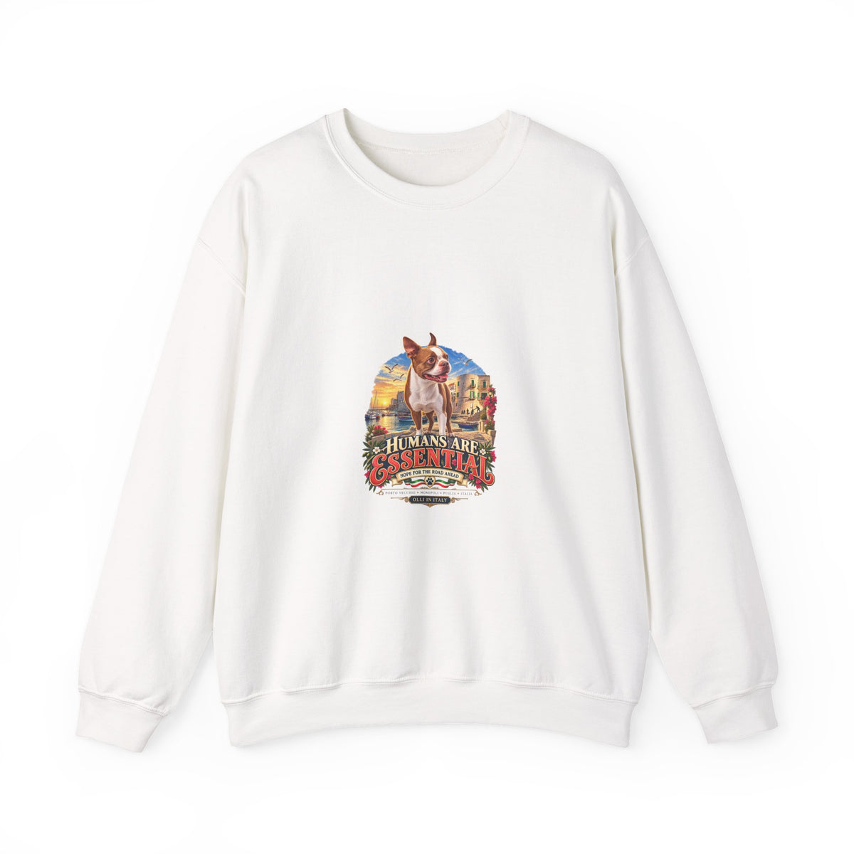 Essential Humans Crewneck Sweatshirt — Vintage Scenic 'Humans Are Essential' Design