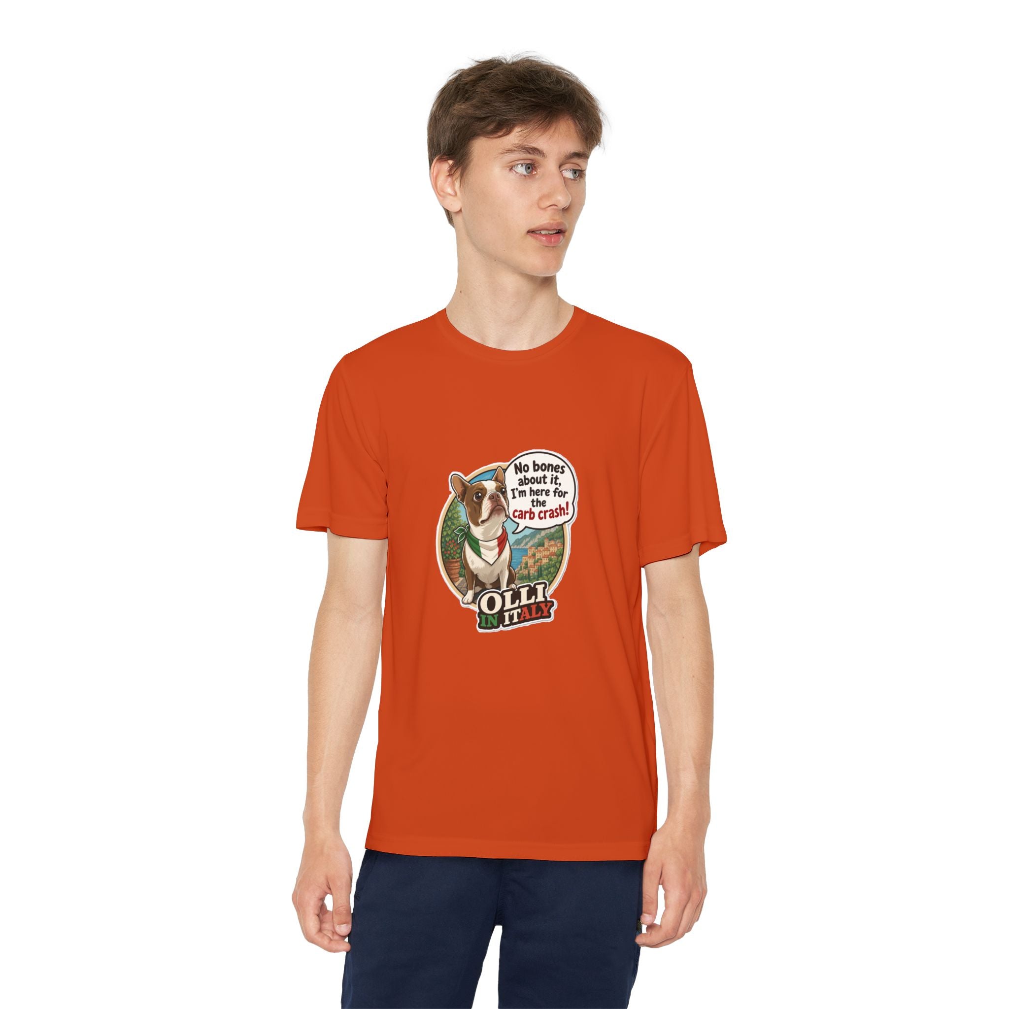 Youth Competitor Tee - 'Ollie the Boston Terrier' Funny Kids Racing Shirt
