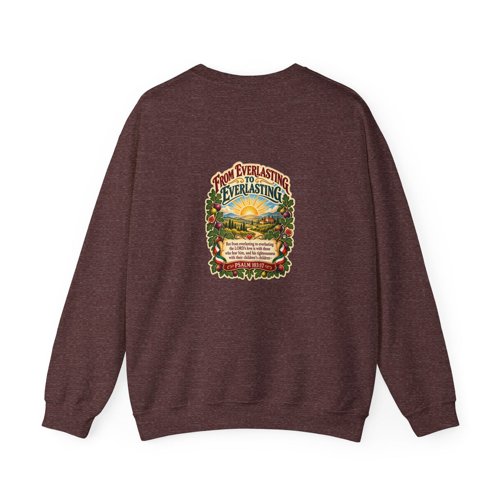 Crewneck Sweatshirt — 'From Everlasting to Everlasting' Vintage Sunrise Religious Design