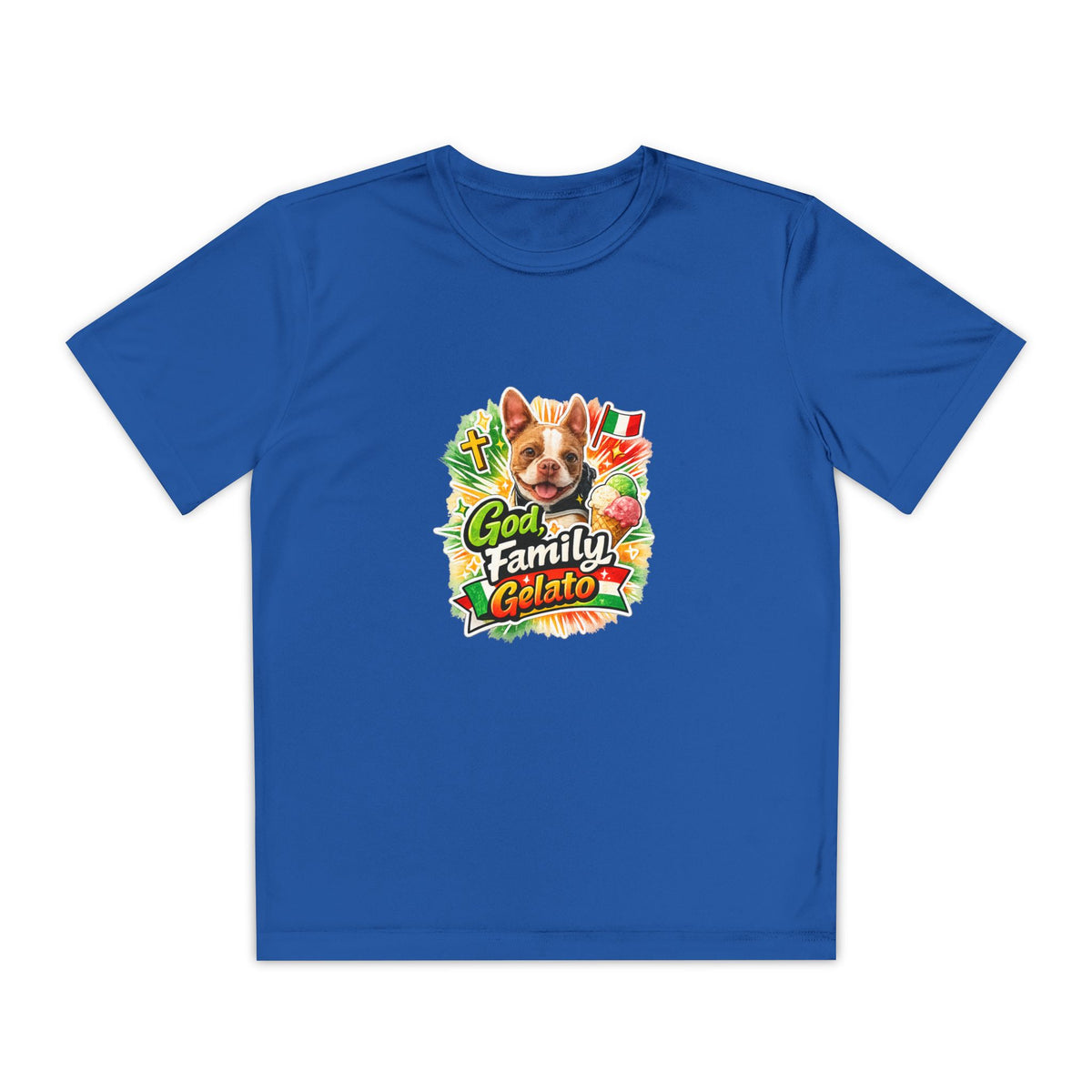 Youth Graphic Tee — 'God, Family, Gelato' Dog Logo
