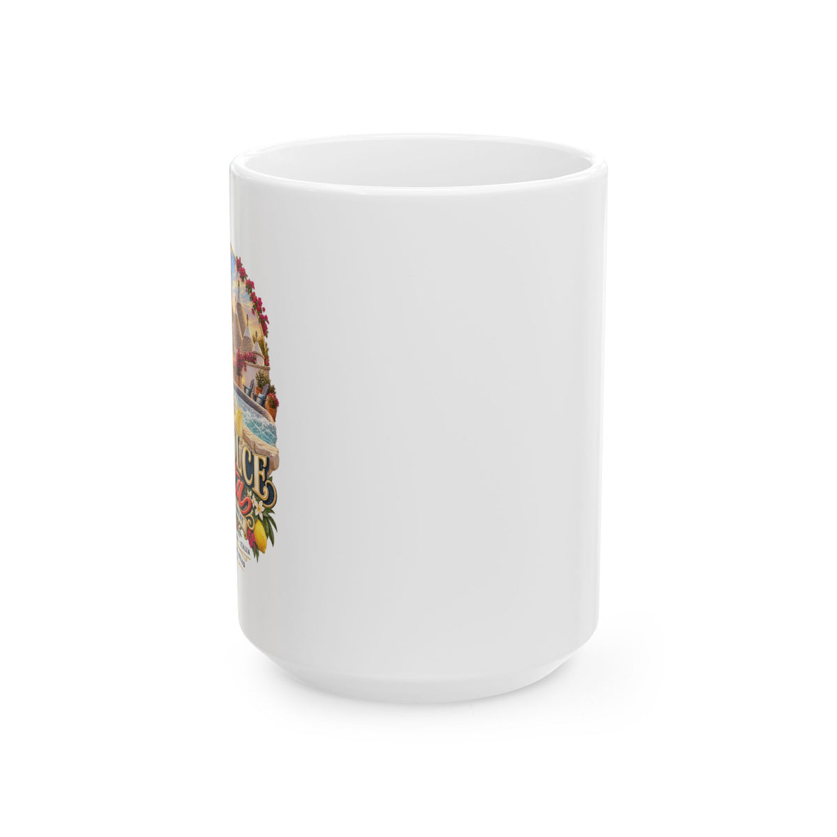 Tropical Beach Ceramic Mug — Vintage Paradise Design (11oz & 15oz)