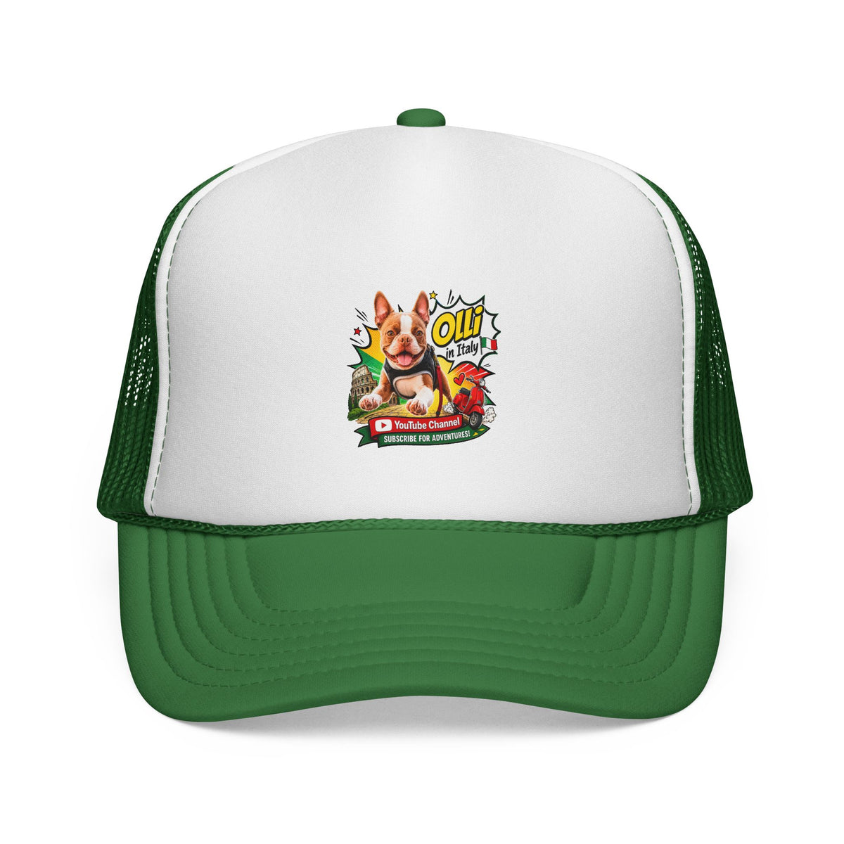 Olli in Italy Boston Terrier Trucker Cap, God Is Good All the Time