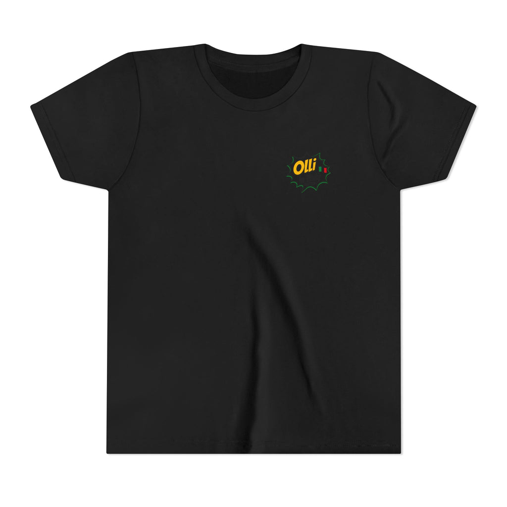 Kids' Pizza Olli the Boston Terrier in Italy Tee — "Saved by Grace" Funny Italian Pizza Youth Shirt