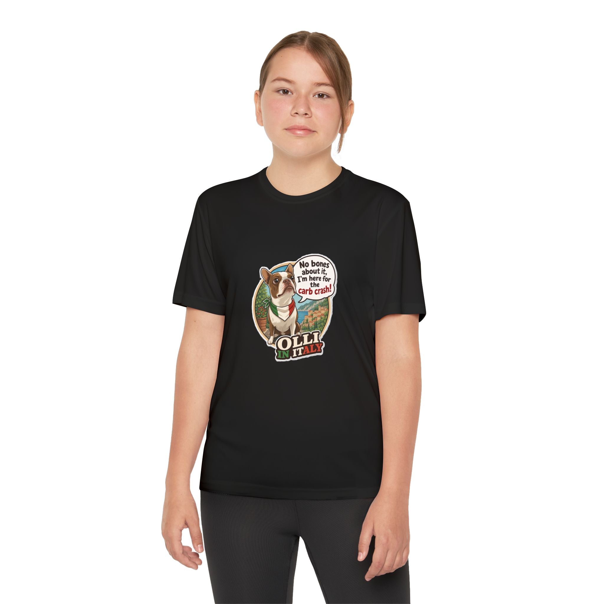 Youth Competitor Tee - 'Ollie the Boston Terrier' Funny Kids Racing Shirt