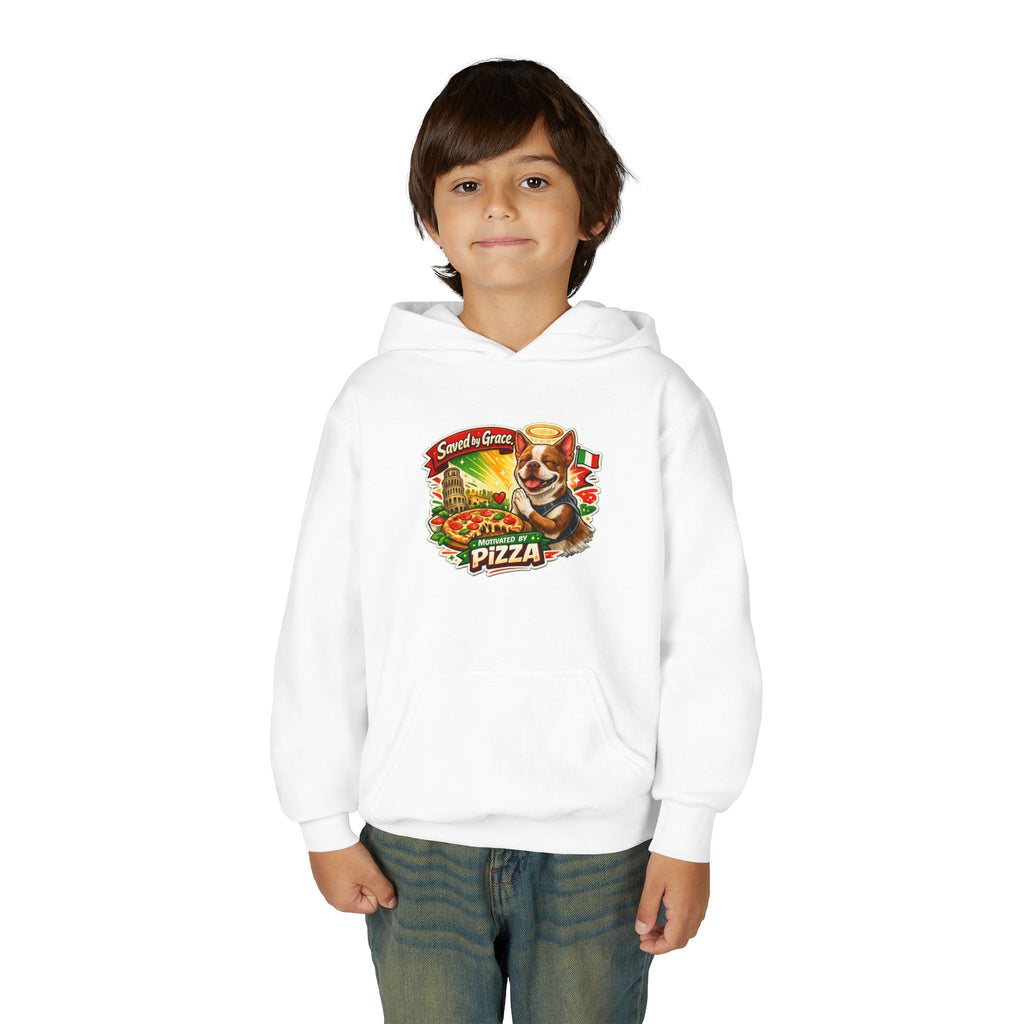 Youth Hoodie — Olli in Italy Pizza Dog Graphic Sweatshirt