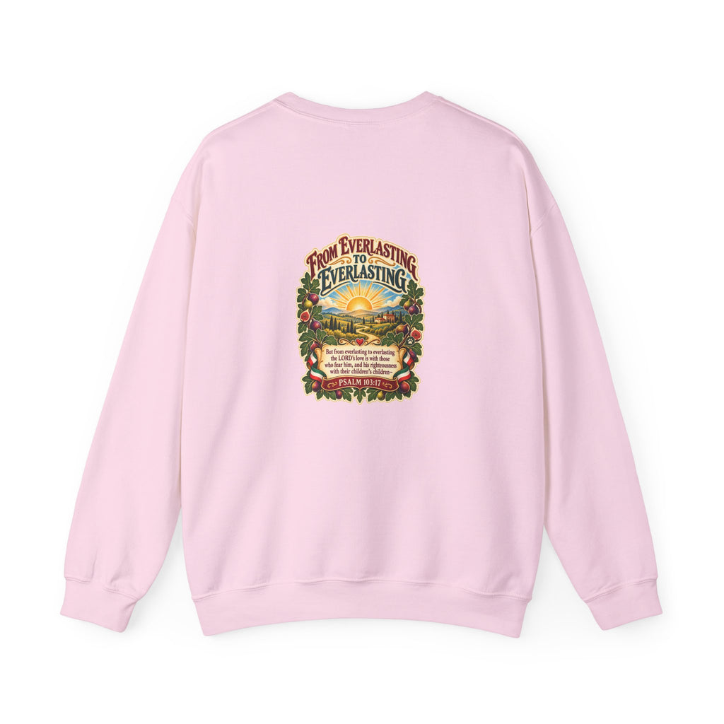 Crewneck Sweatshirt — 'From Everlasting to Everlasting' Vintage Sunrise Religious Design