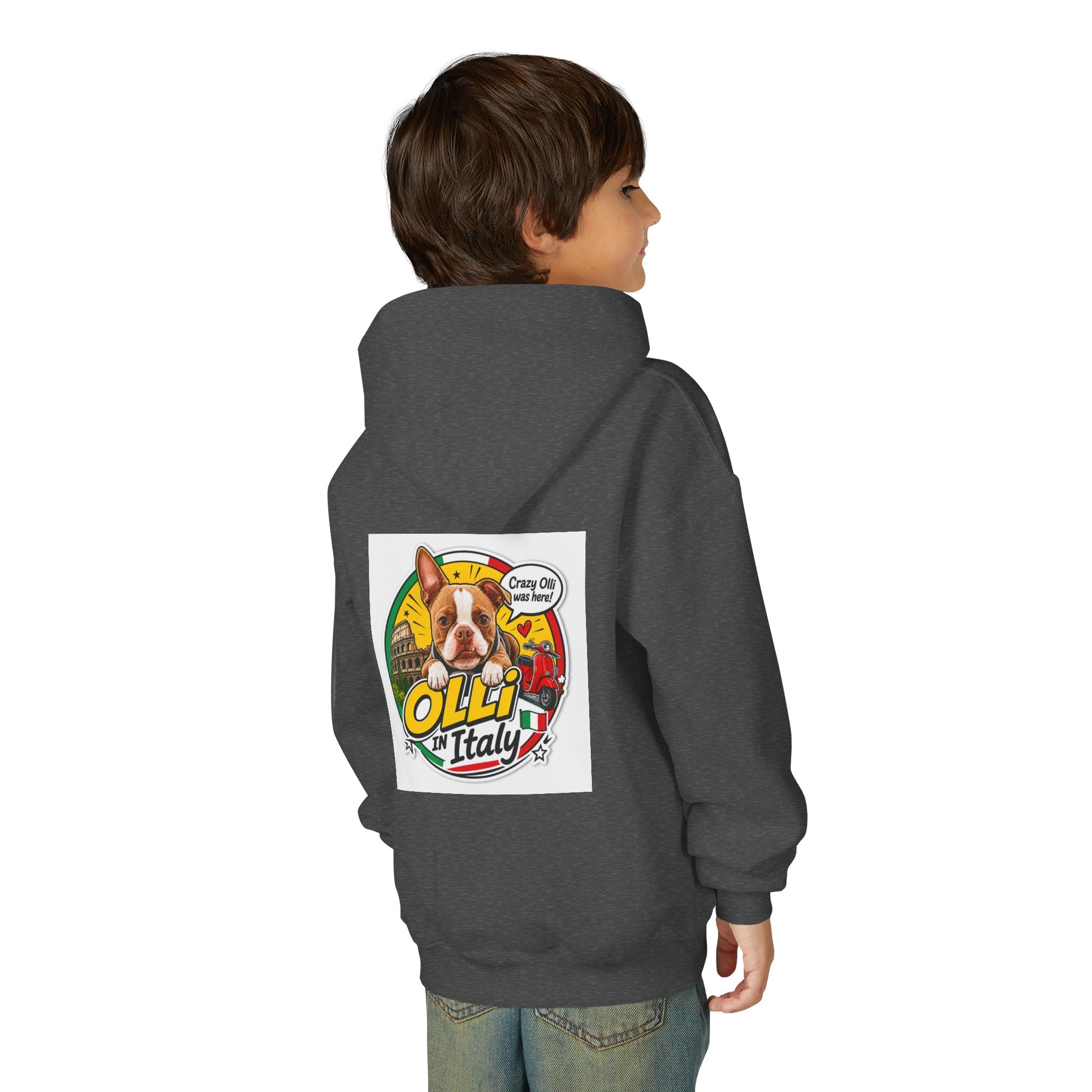Youth Hoodie — Olli in Italy Pizza Dog Graphic Sweatshirt