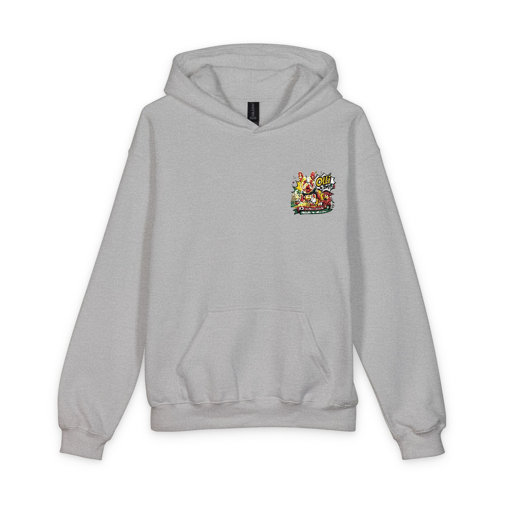 Olli the Boston Terrier Kids Hoodie with Colorful Confetti Pocket Print