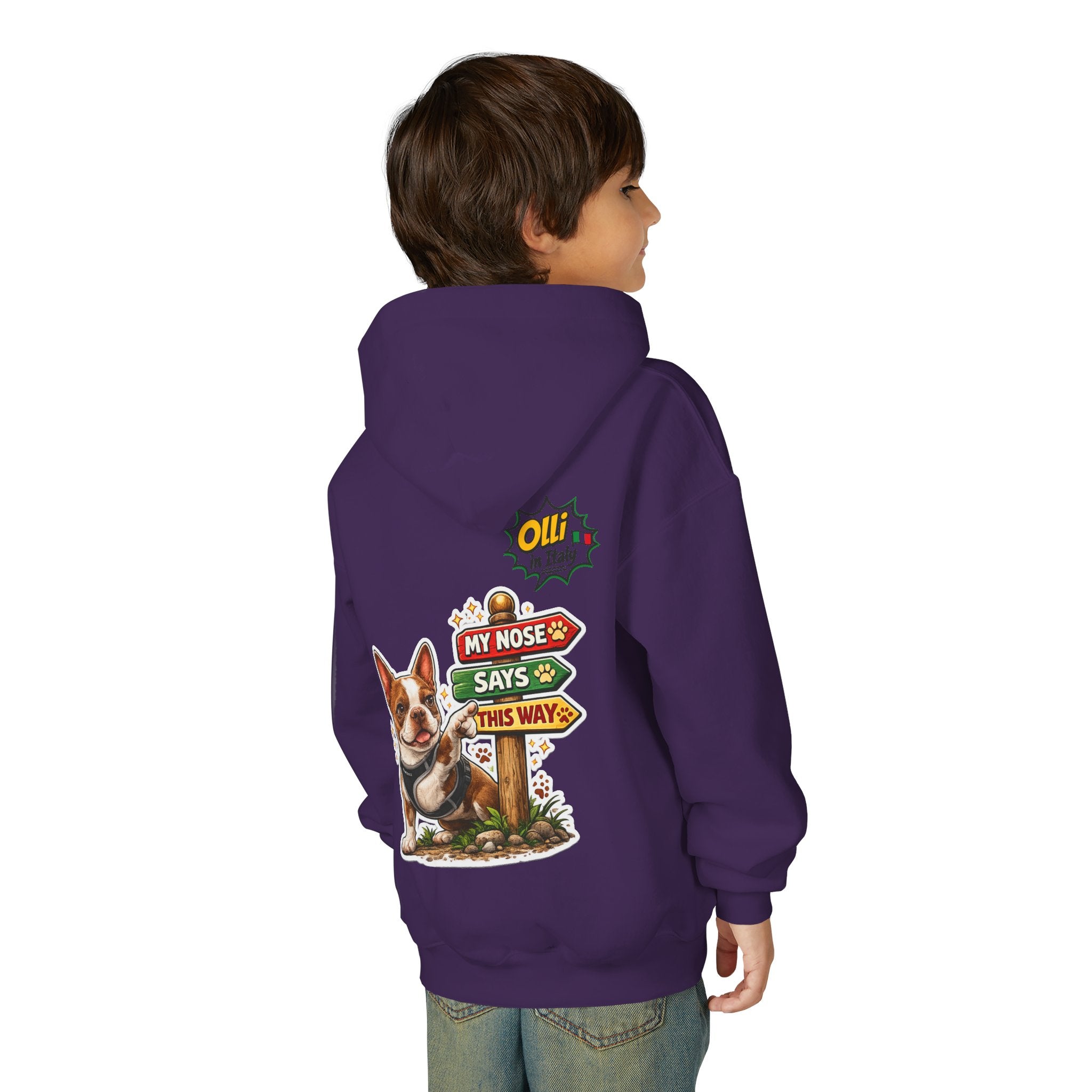 Olli the Boston Terrier Pizza Adventure Hoodie | My Nose Says This Way sweatshirt
