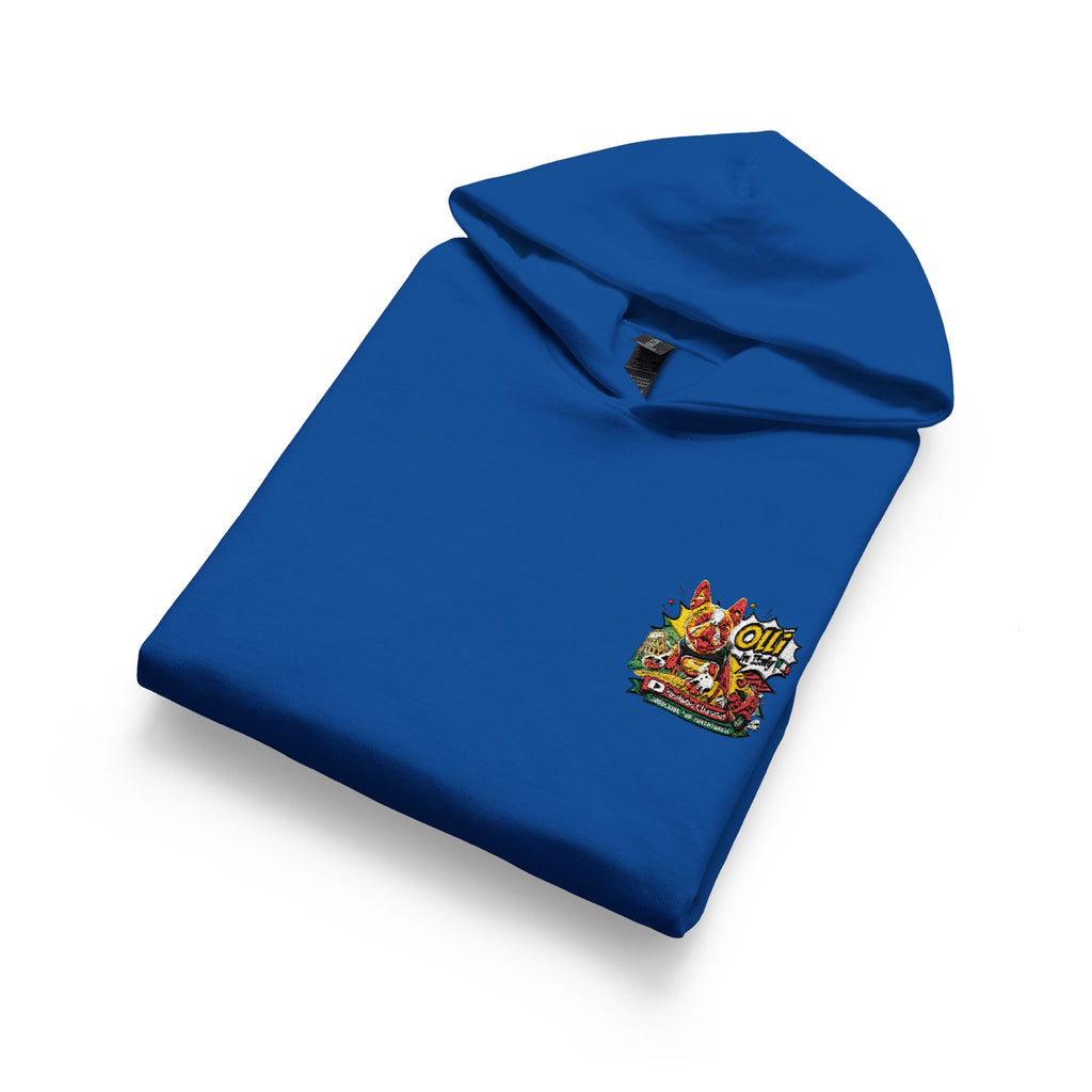 Olli the Boston Terrier Kids Hoodie with Colorful Confetti Pocket Print