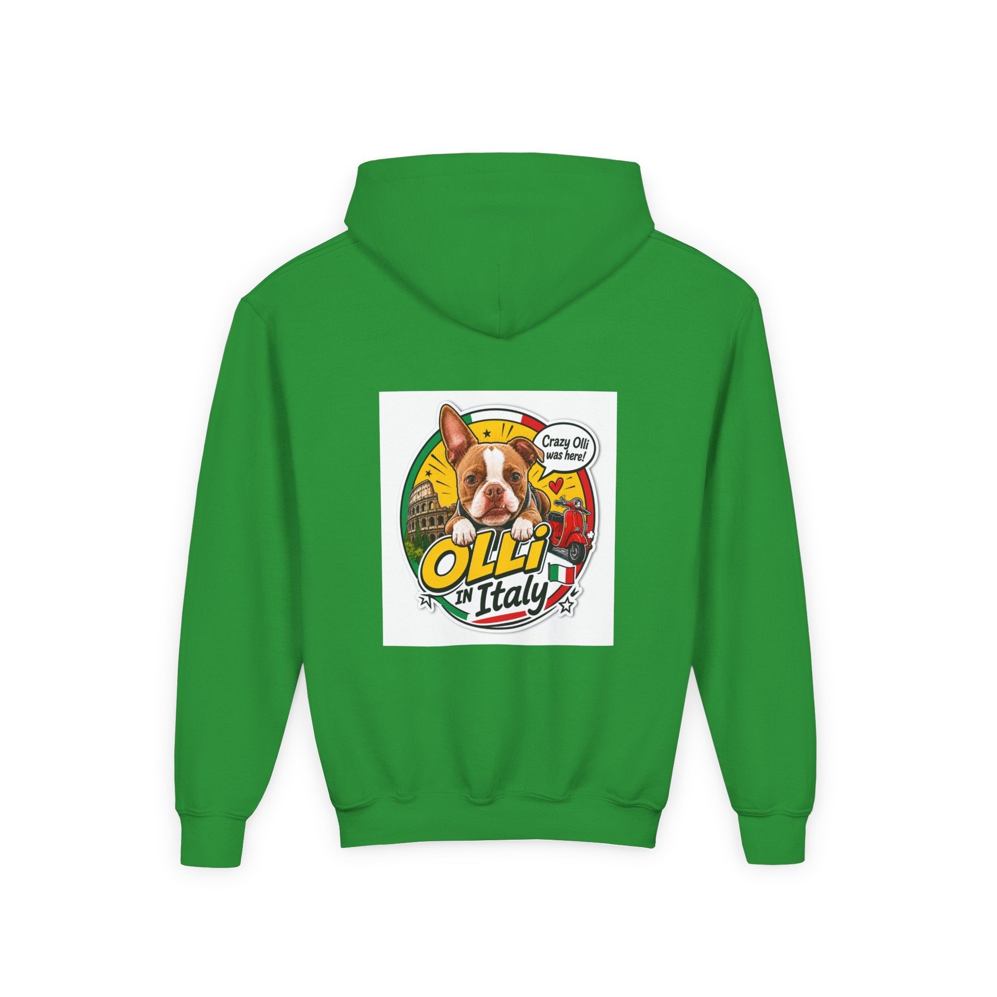Youth Hoodie — Olli in Italy Pizza Dog Graphic Sweatshirt