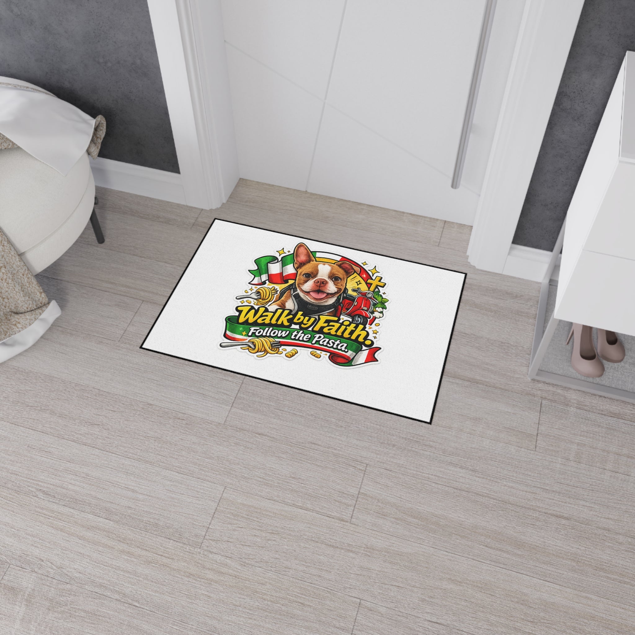 Walk by Faith Follow the Pasta Floor Mat | Italian Dog Design