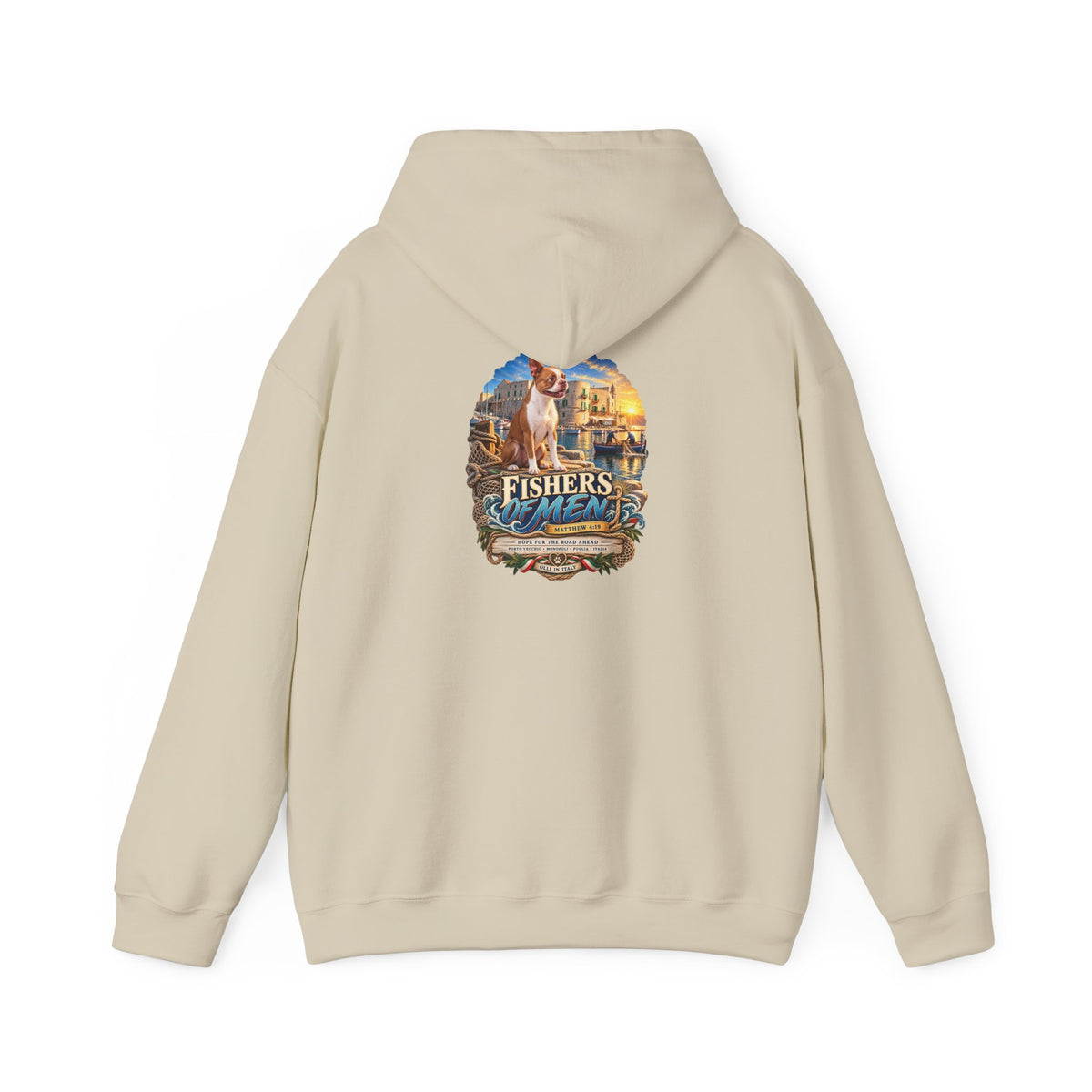 Fishers Indiana Hoodie — Vintage Lakeside Harbor Illustration