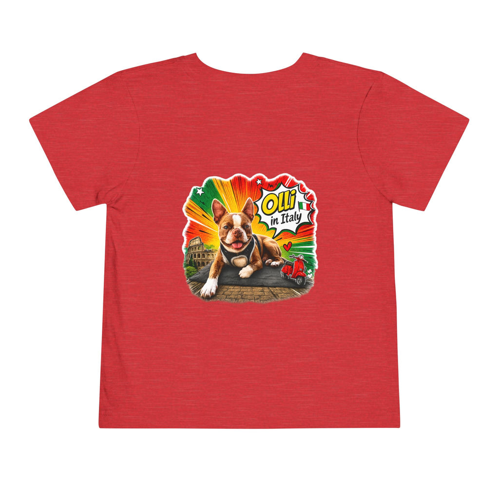 Toddler Tee — Cute Olli the Boston Terrier in Italy "I Came, I Sniffed, I Judged" Graphic