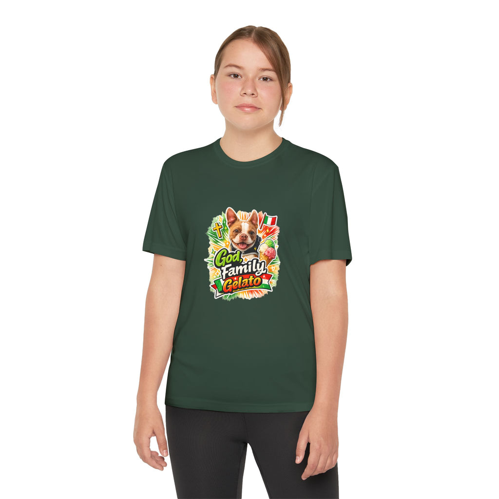 Youth Graphic Tee — 'God, Family, Gelato' Dog Logo