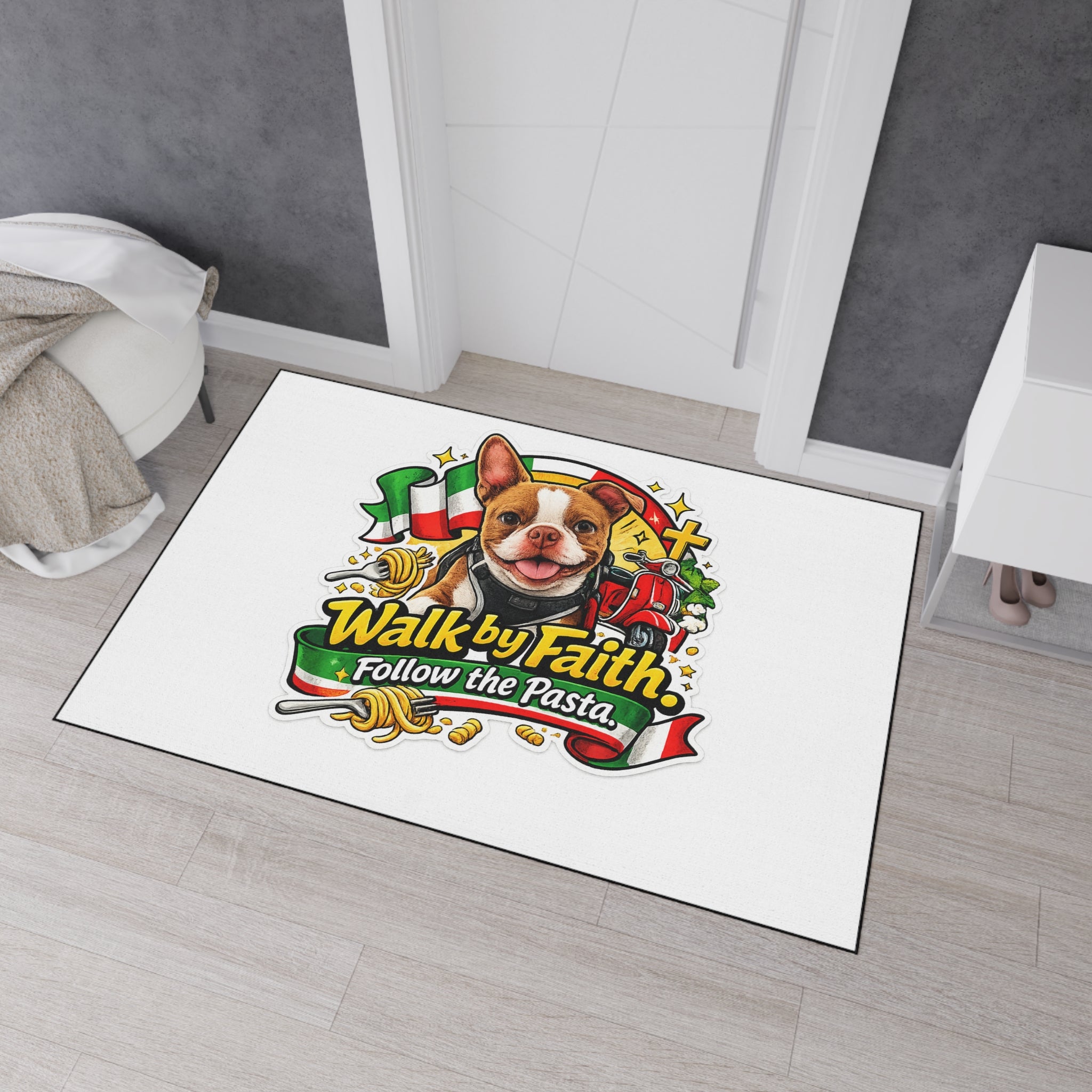 Walk by Faith Follow the Pasta Floor Mat | Italian Dog Design