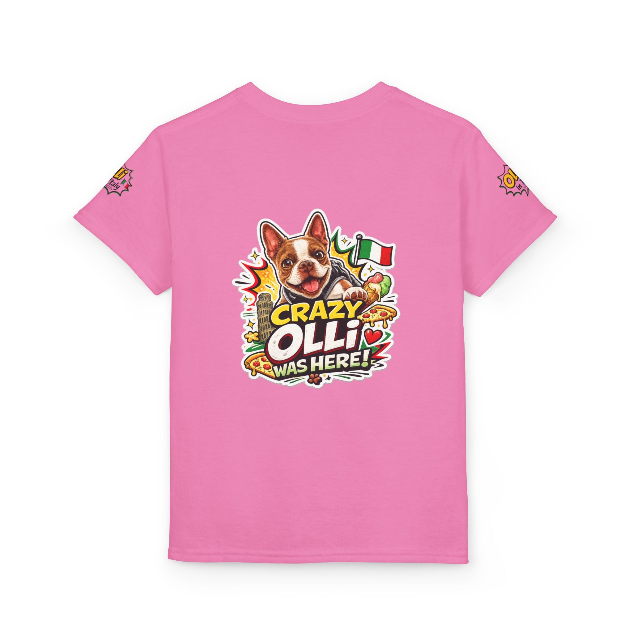 Youth T-Shirt — "Crazy Olli Was Here" Olli the Boston Terrier In Italy Dog Graphic
