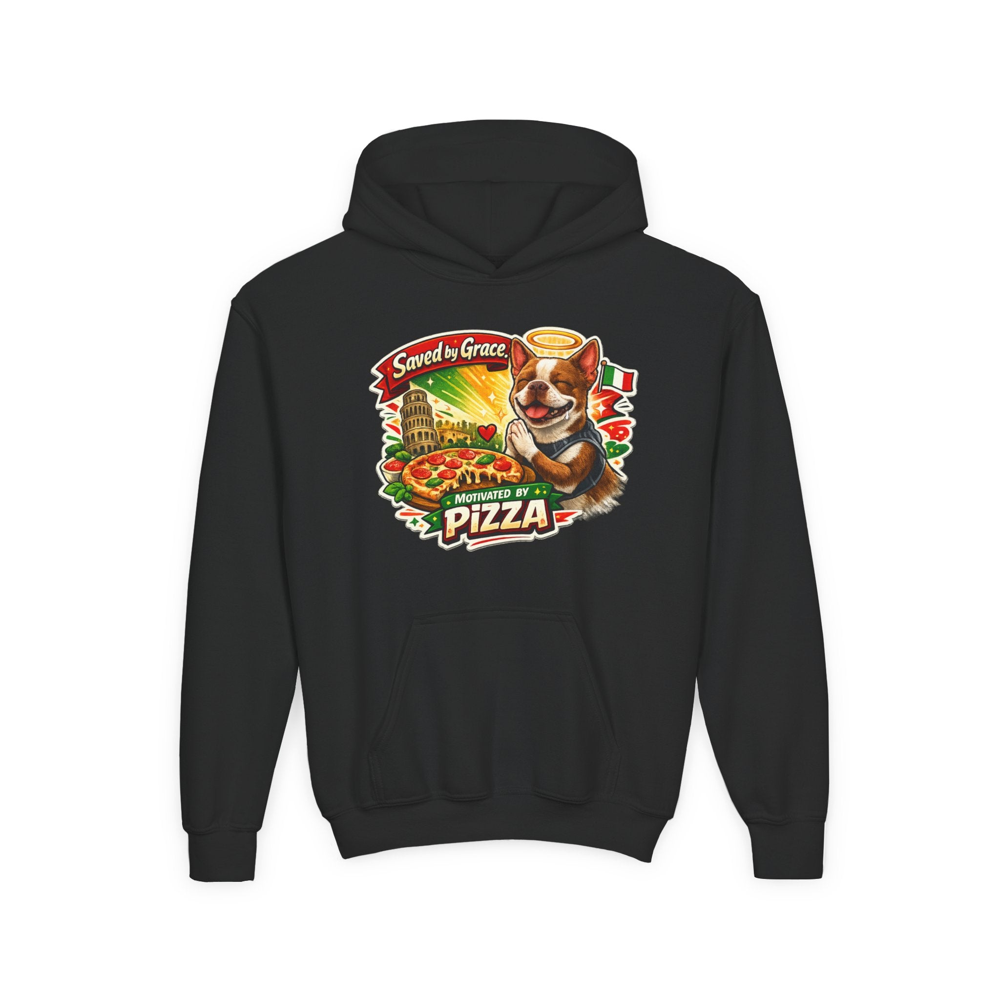 Olli the Boston Terrier Pizza Adventure Hoodie | My Nose Says This Way sweatshirt