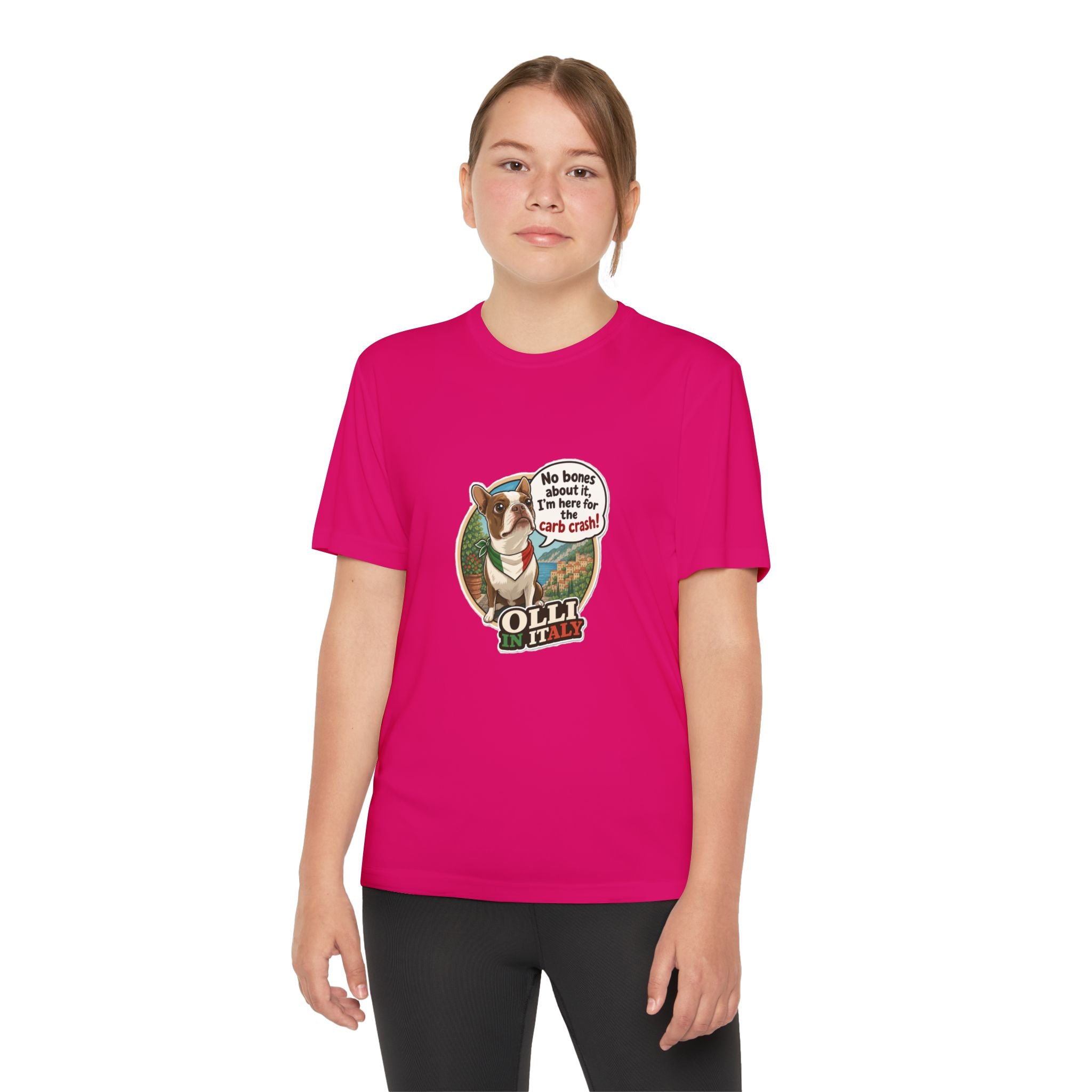 Youth Competitor Tee - 'Ollie the Boston Terrier' Funny Kids Racing Shirt