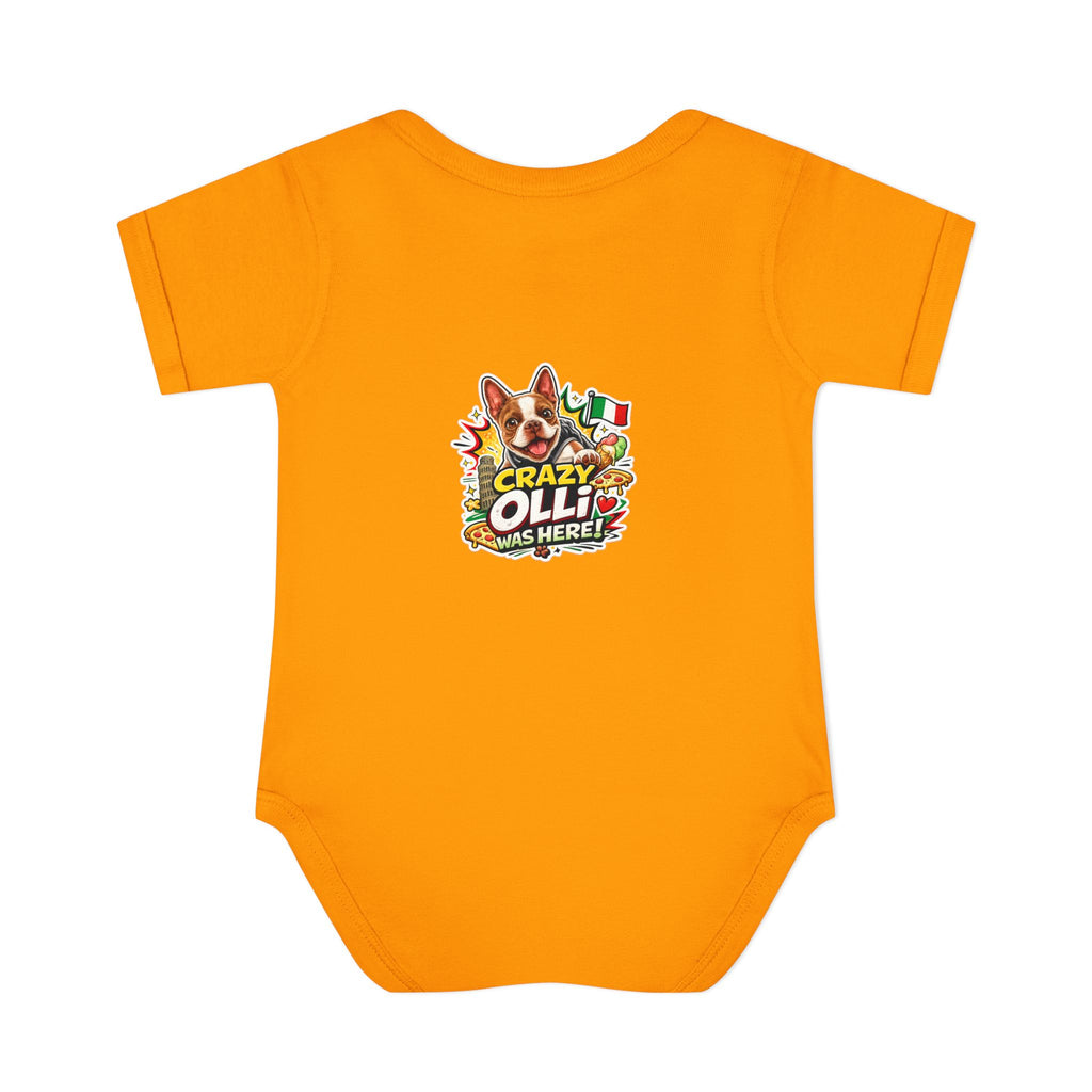 Infant Bodysuit — "My Nose Says This Way" Olli In Italy Boston Terrier Onesie (Front & Back Cute Dog Design)