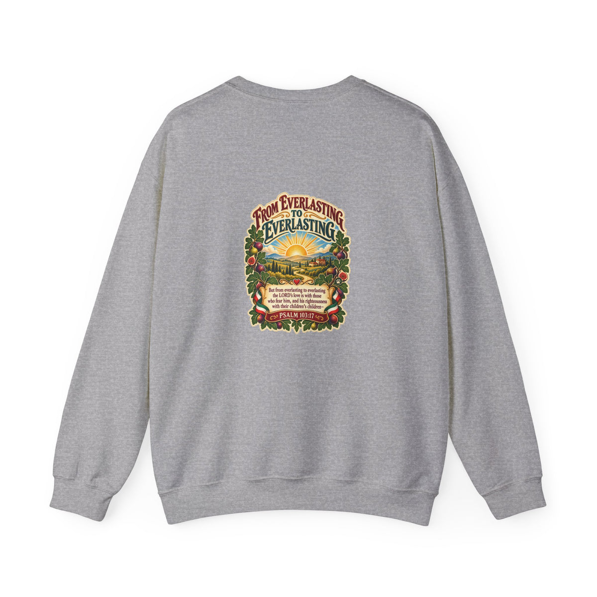Crewneck Sweatshirt — 'From Everlasting to Everlasting' Vintage Sunrise Religious Design