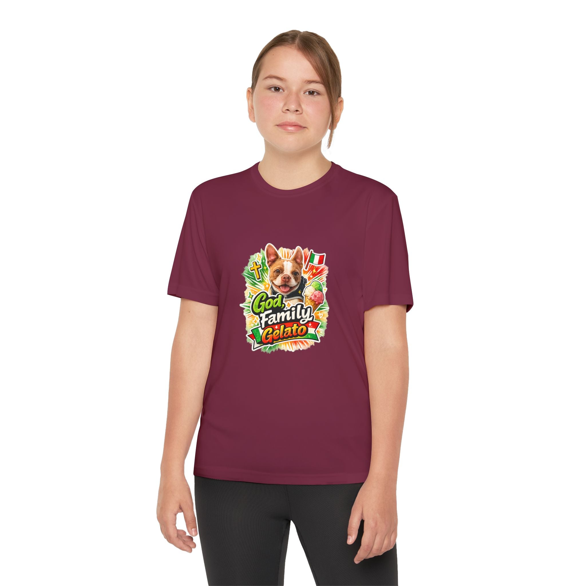 Youth Graphic Tee — 'God, Family, Gelato' Dog Logo