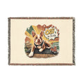 Olli in Italy dog illustration Woven Blanket | travel retro pet throw