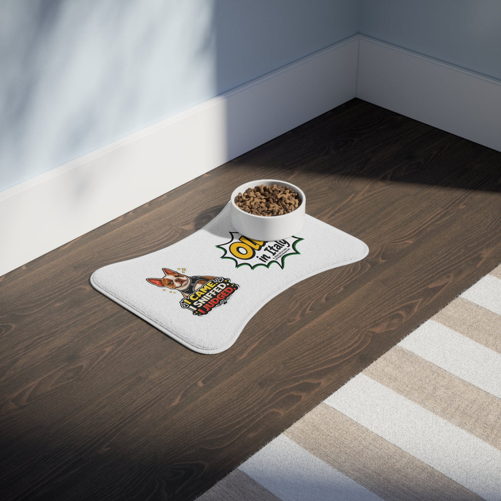 I Came Sniffed Judged Pet Feeding Mat | Olli in Italy Paw Print Design