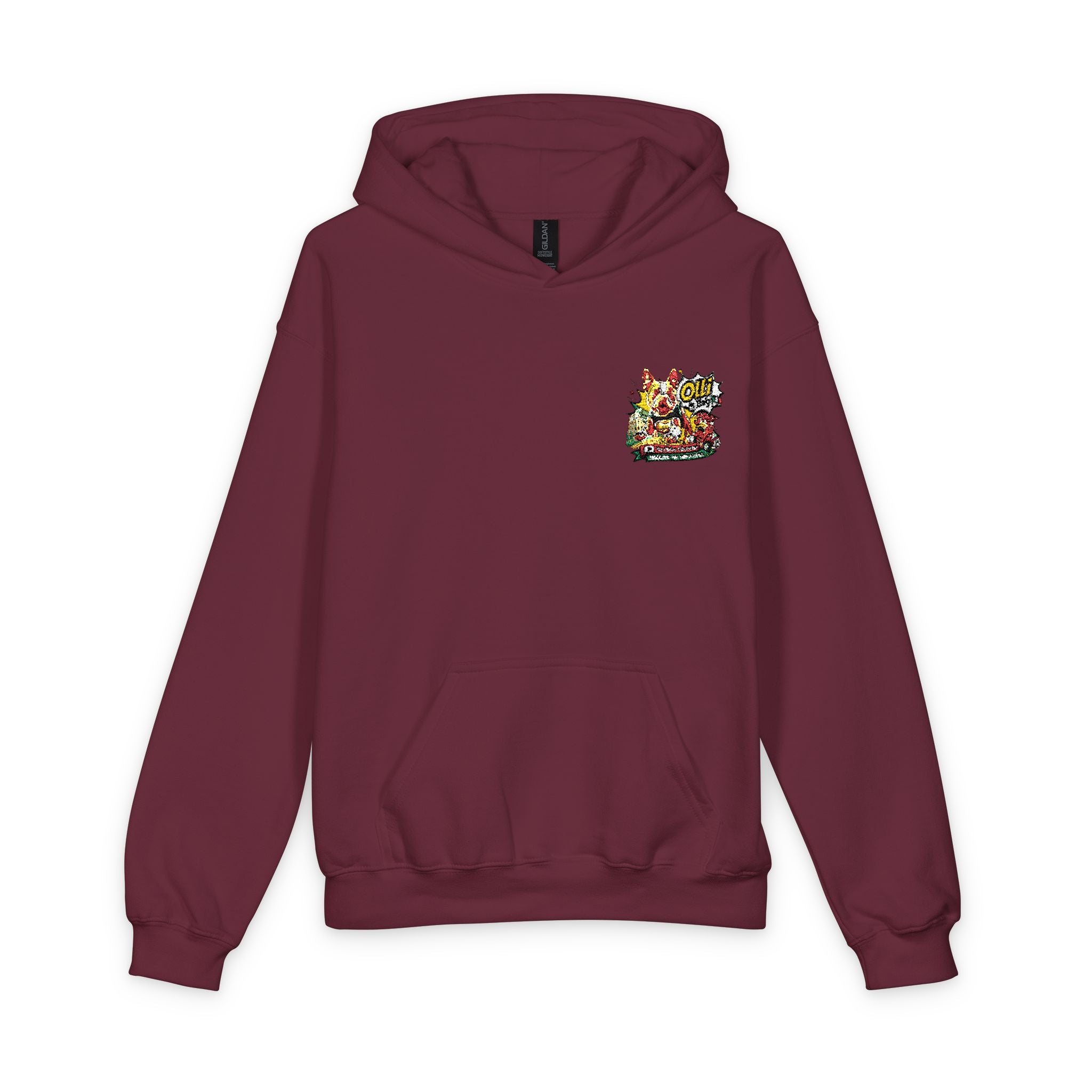 Olli the Boston Terrier Kids Hoodie with Colorful Confetti Pocket Print