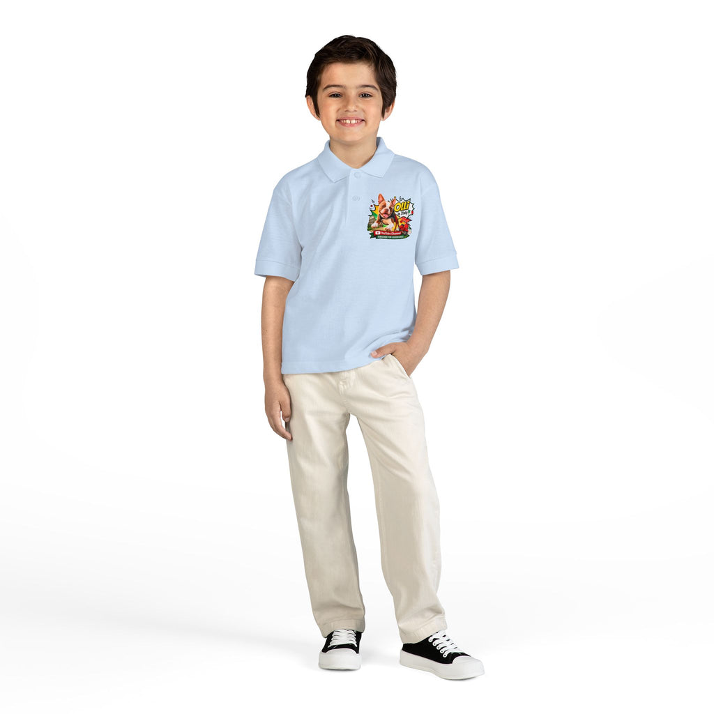Olli the Boston Terrier In Italy DryBlend® Youth Jersey Polo