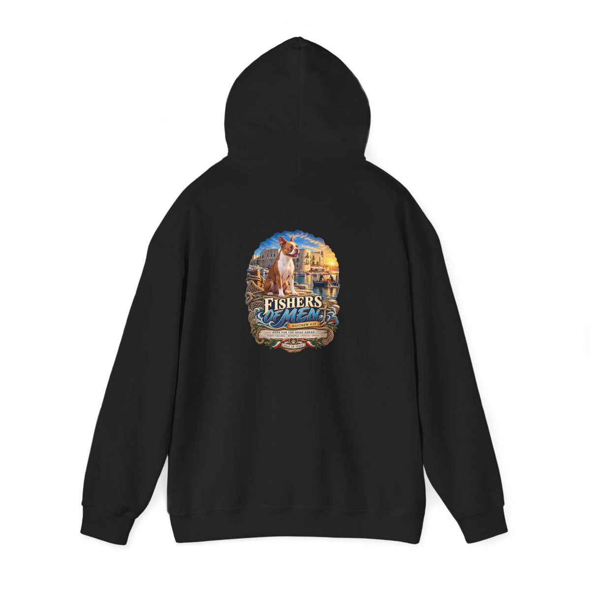 Fishers Indiana Hoodie — Vintage Lakeside Harbor Illustration