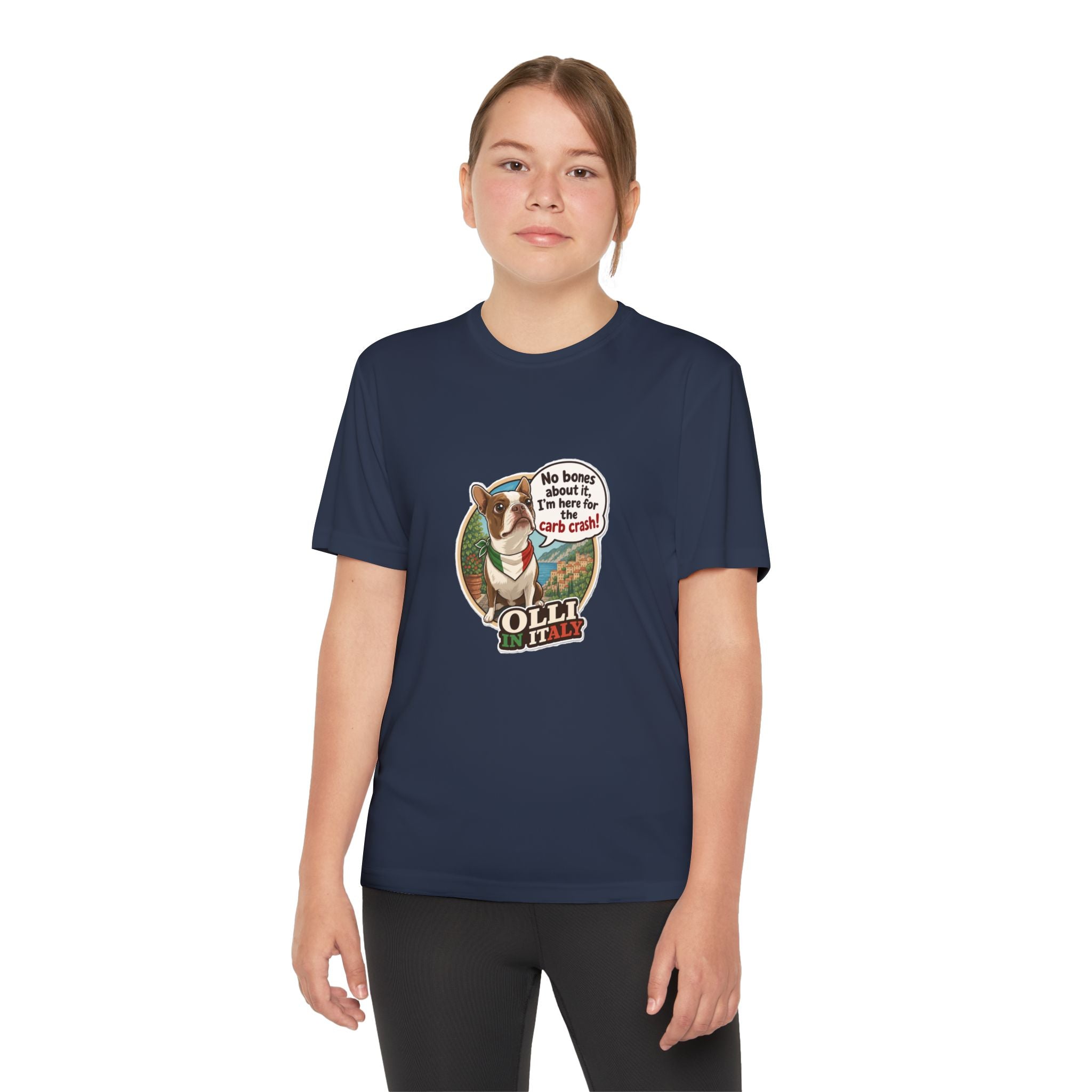 Youth Competitor Tee - 'Ollie the Boston Terrier' Funny Kids Racing Shirt