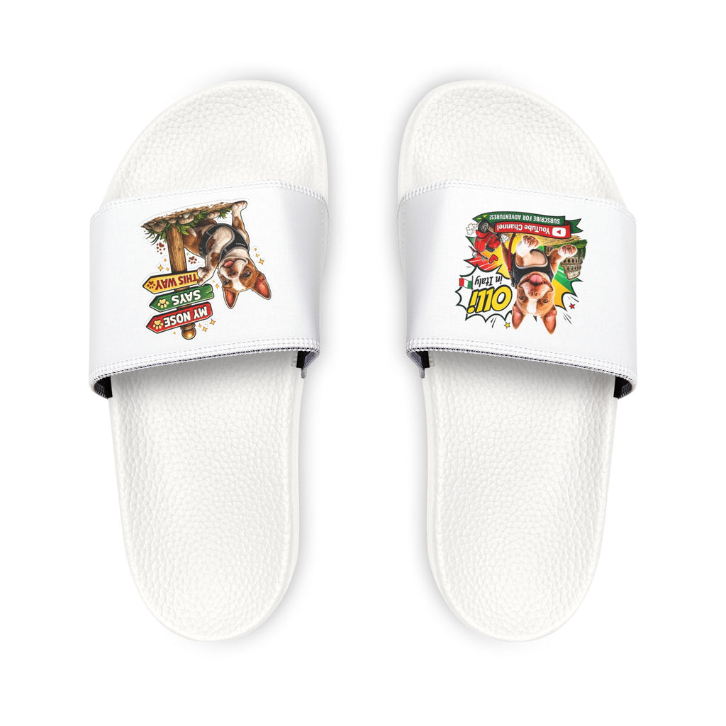 Youth Slide Sandals — Olli the Boston Terrier Removable Strap Slides