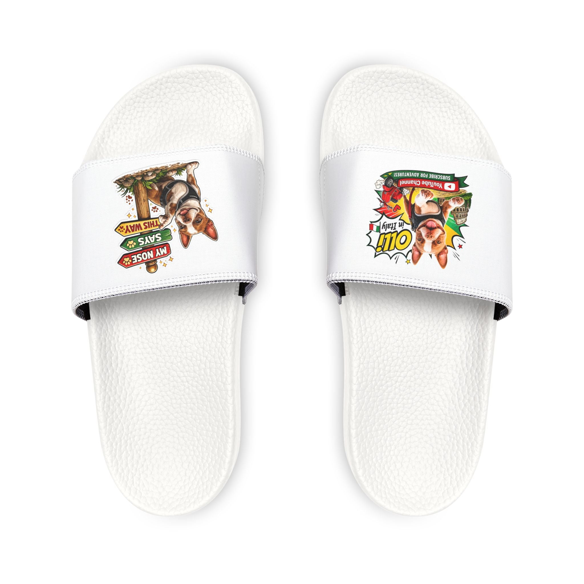 Youth Slide Sandals — Olli the Boston Terrier Removable Strap Slides