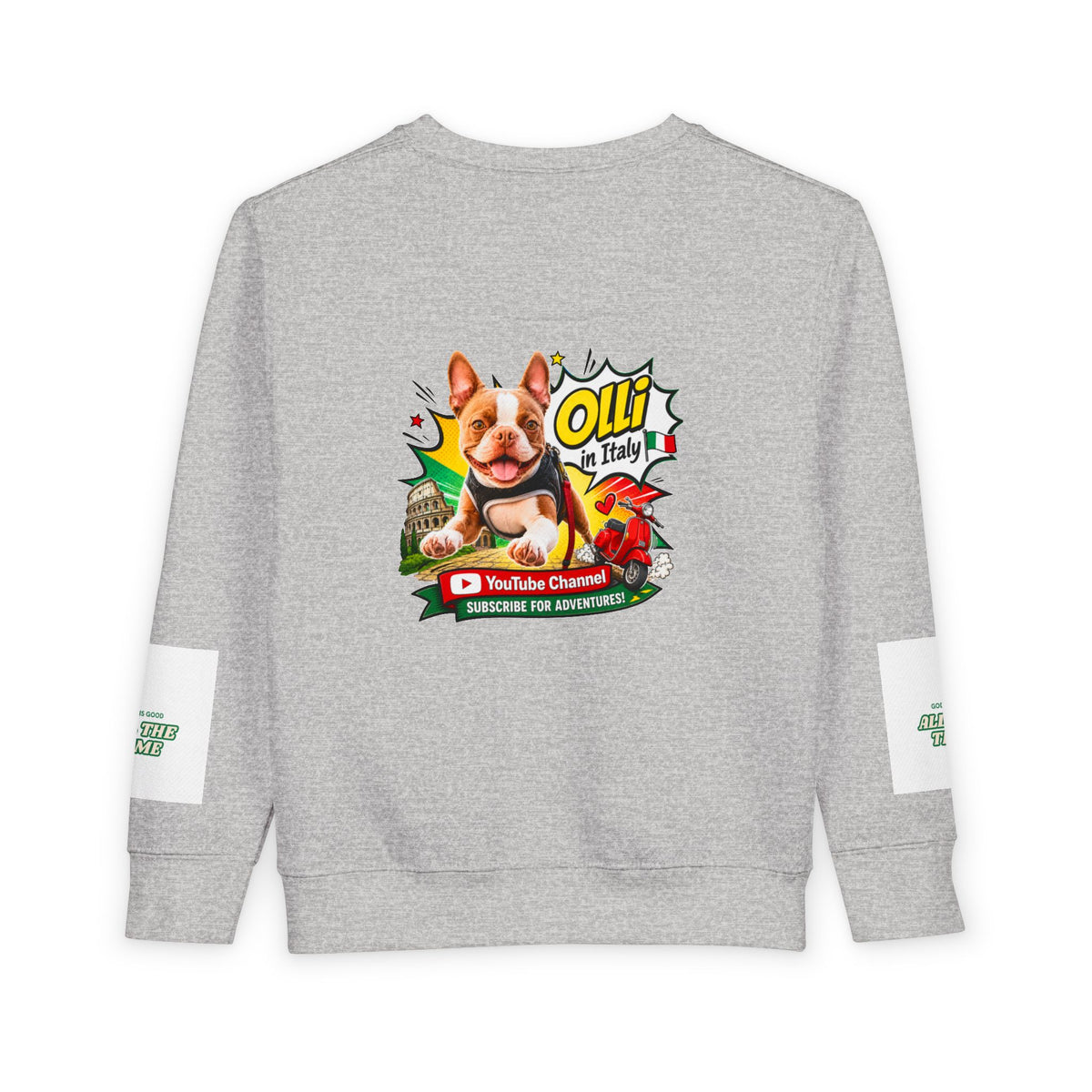 Toddler Sweatshirt - "Olli in Italy" Cute Puppy Travel Crewneck