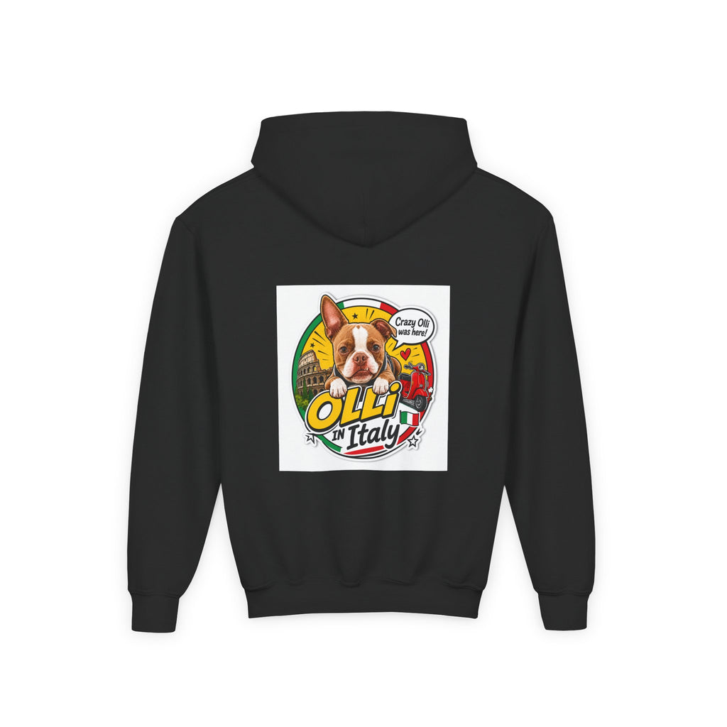 Youth Hoodie — Olli in Italy Pizza Dog Graphic Sweatshirt