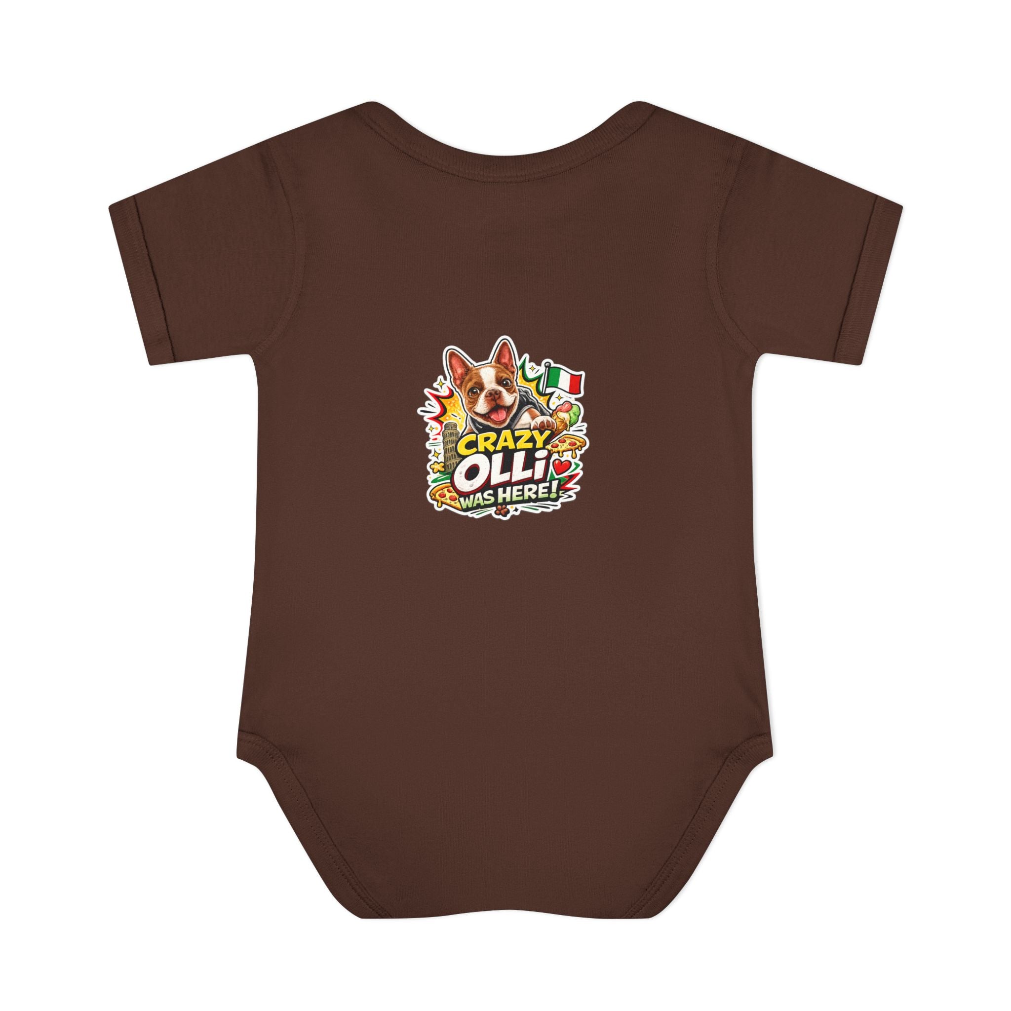 Infant Bodysuit — "My Nose Says This Way" Boston Terrier 'Olli' Baby Onesie (Front & Back Cute Dog Design)