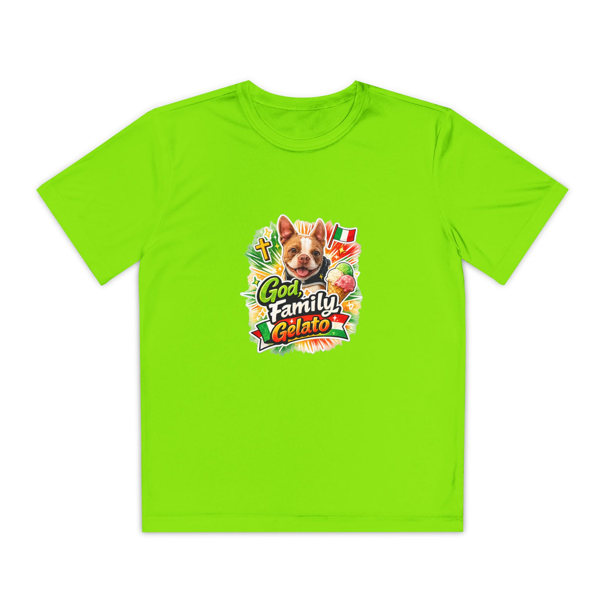 Youth Graphic Tee — 'God, Family, Gelato' Dog Logo
