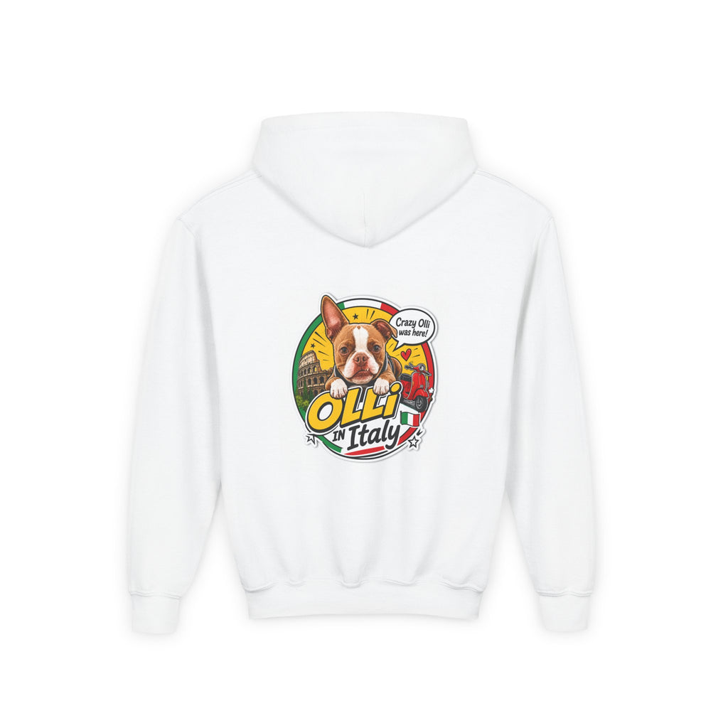 Youth Hoodie — Olli in Italy Pizza Dog Graphic Sweatshirt