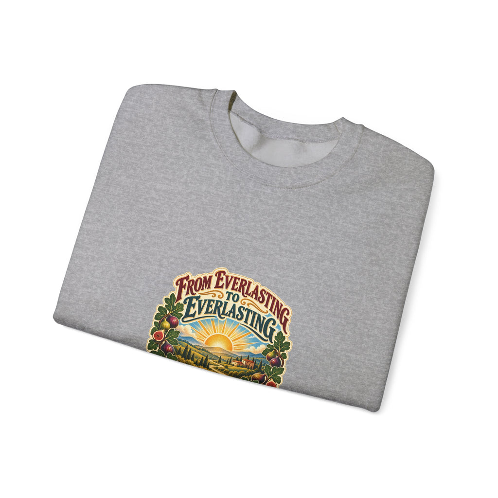 Crewneck Sweatshirt - 'From Everlasting to Everlasting' Vintage Floral Inspirational Design