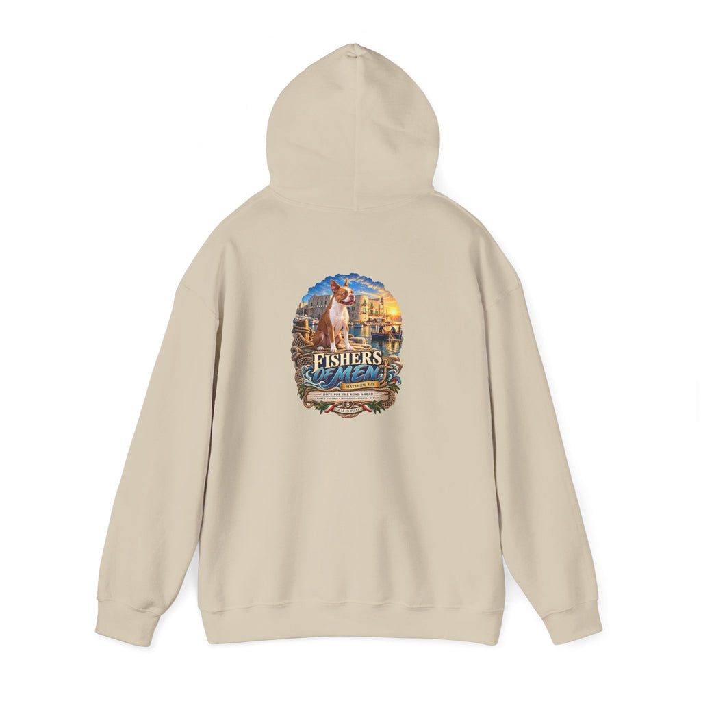 Fishers Indiana Hoodie — Vintage Lakeside Harbor Illustration