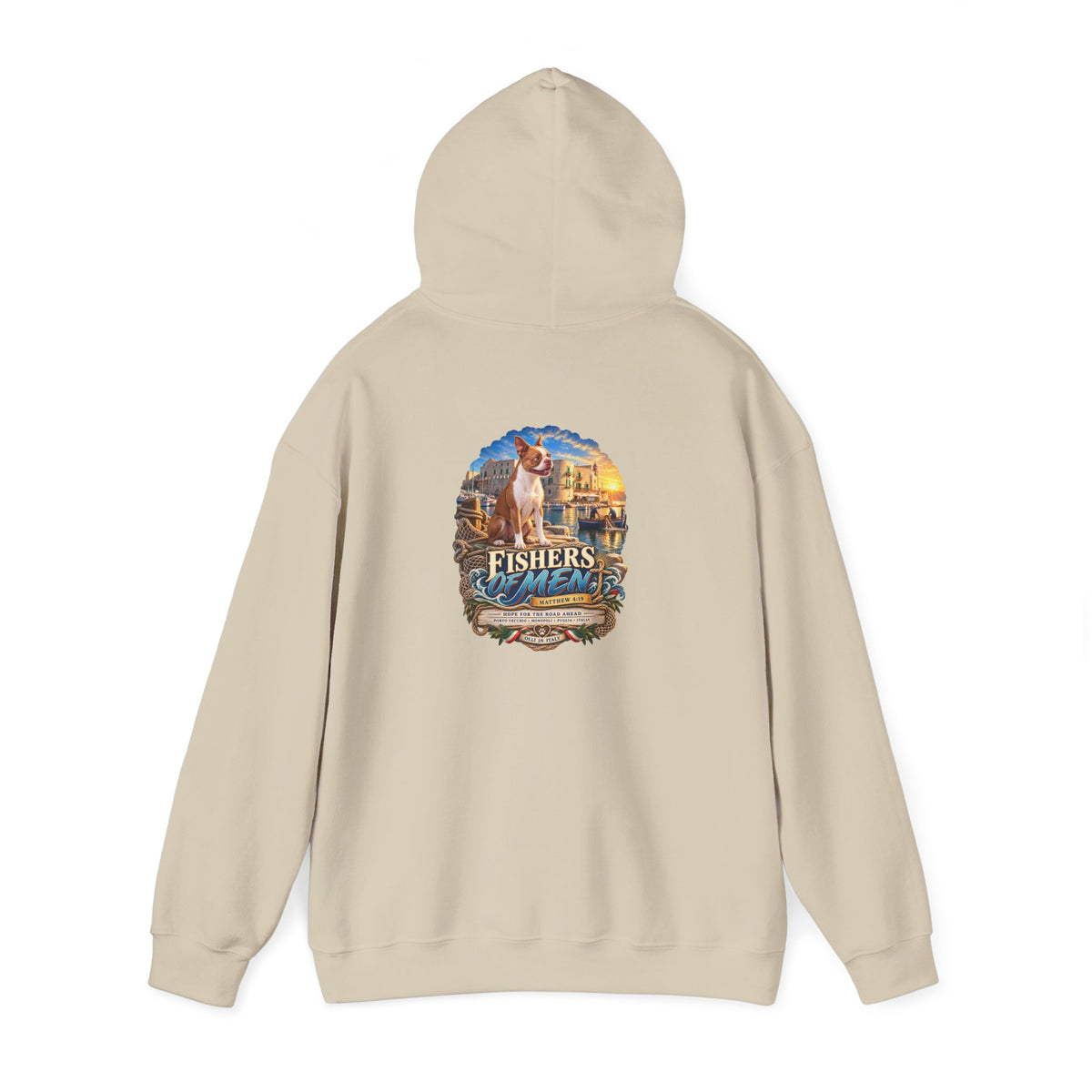 Fishers Indiana Hoodie — Vintage Lakeside Harbor Illustration