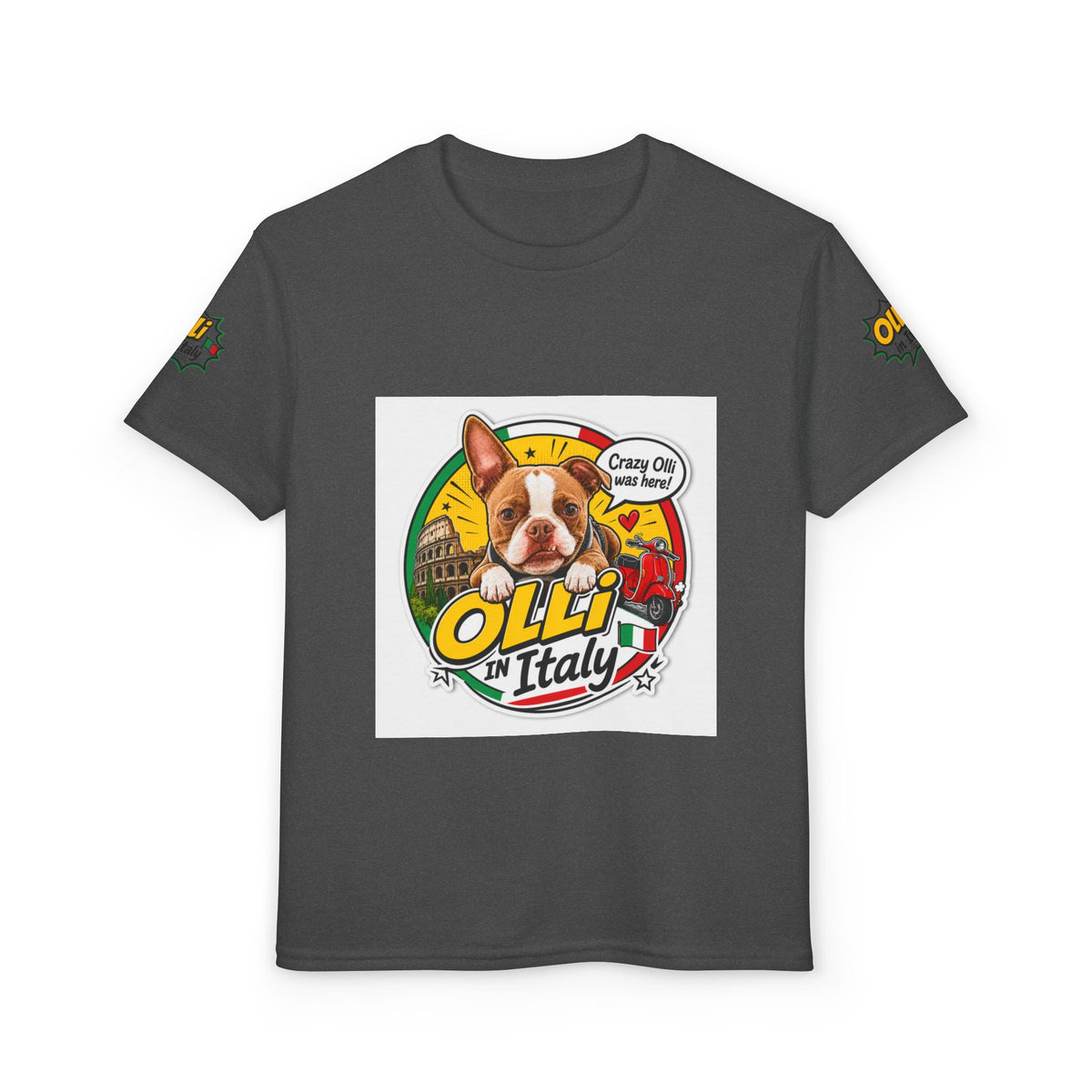 Youth T-Shirt – Crazy Olli Boston Terrier in Italy Graphic