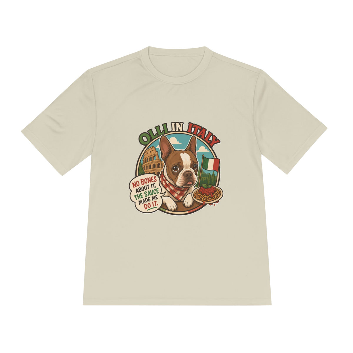 Olli In Italy Boston Terrier Pasta Graphic Performance Tee