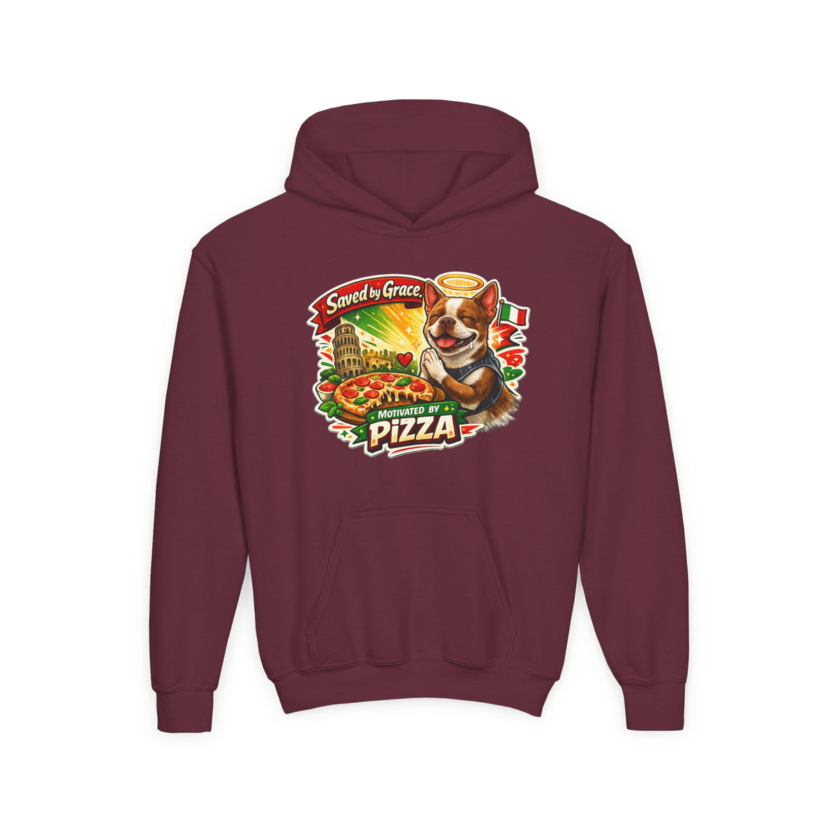 Olli the Boston Terrier Pizza Adventure Hoodie | My Nose Says This Way sweatshirt
