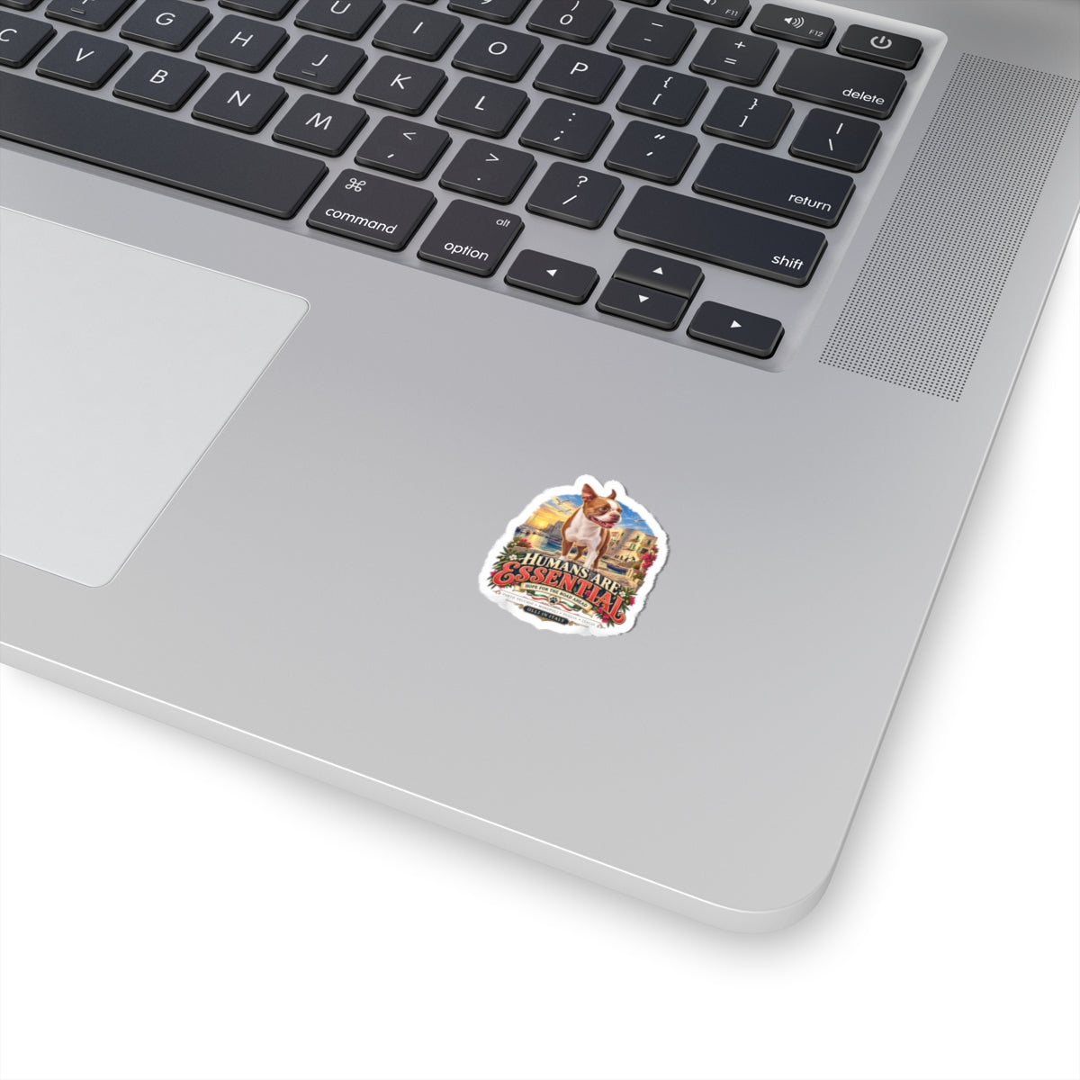 Humans Are Essential Boston Terrier Sticker — Vintage Travel Pet Decal