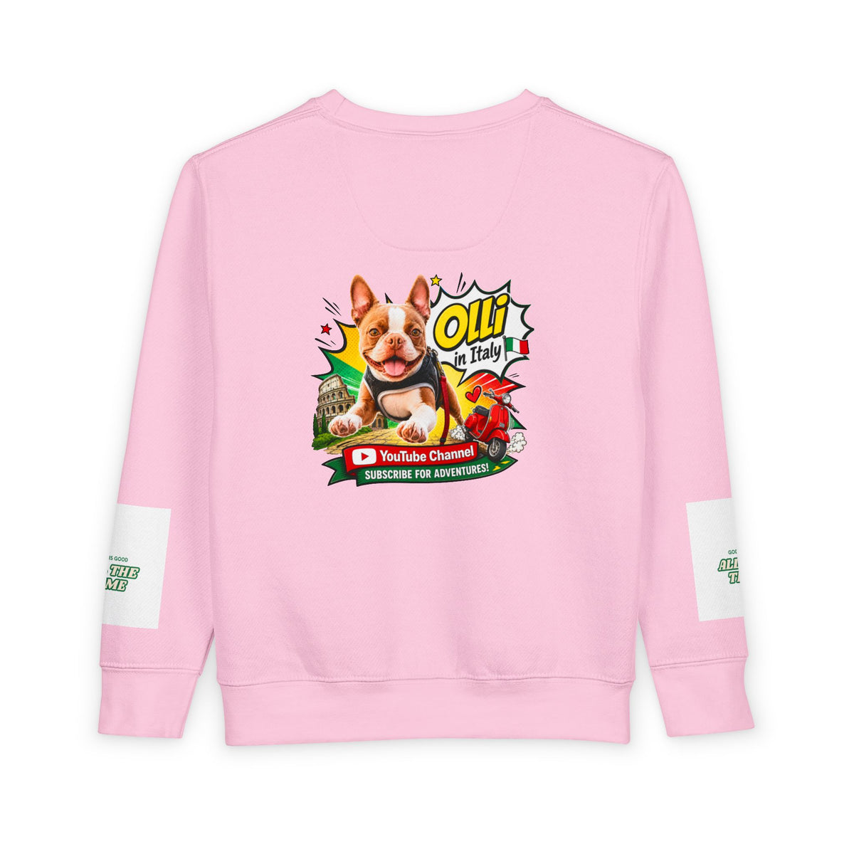 Toddler Sweatshirt - "Olli in Italy" Cute Puppy Travel Crewneck