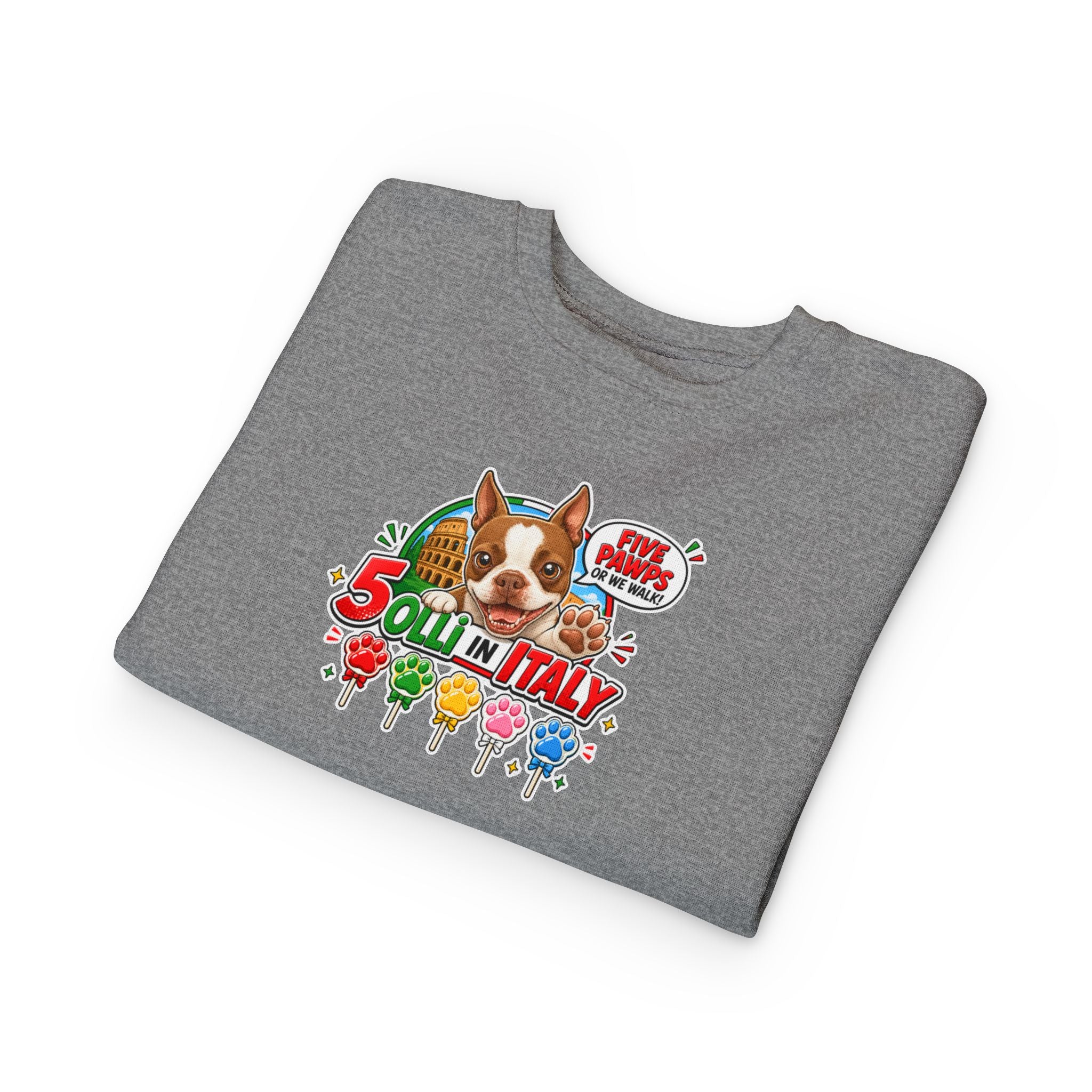 Toddler Sweatshirt - "Olli in Italy" Cute Boston Terrier Puppy Travel Crewneck