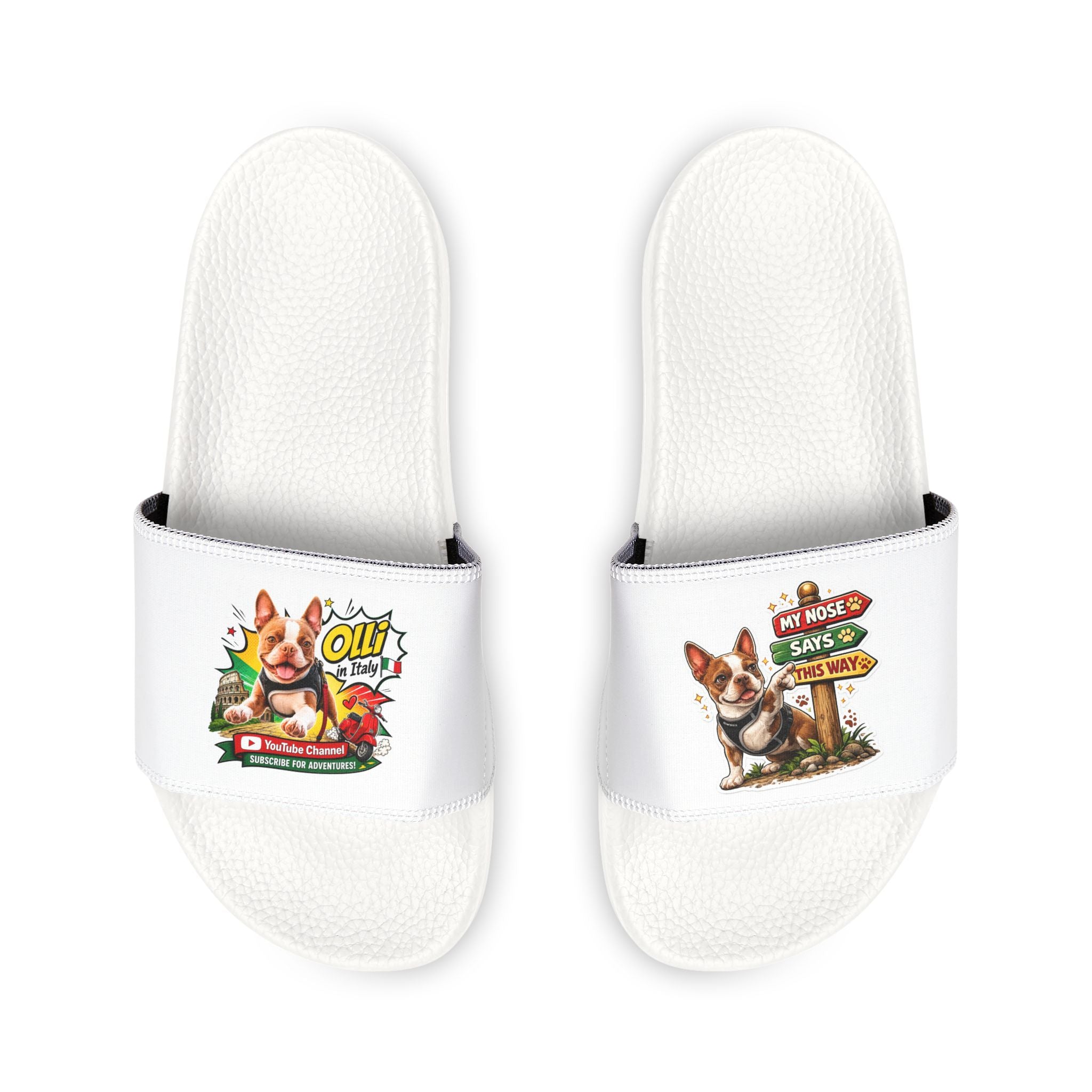 Youth Slide Sandals — Olli the Boston Terrier Removable Strap Slides