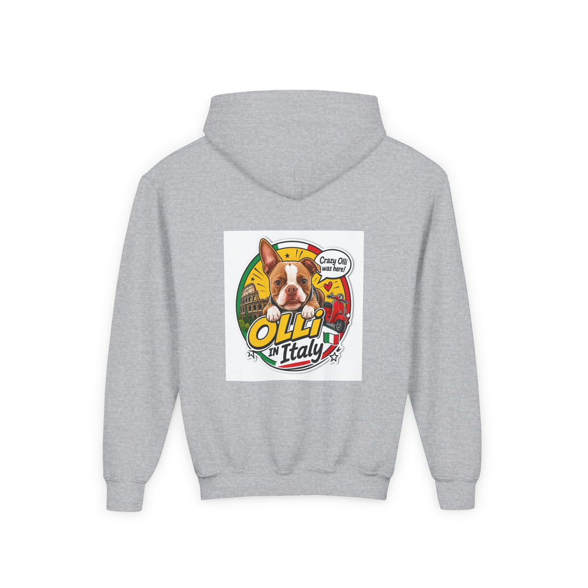 Youth Hoodie — Olli in Italy Pizza Dog Graphic Sweatshirt